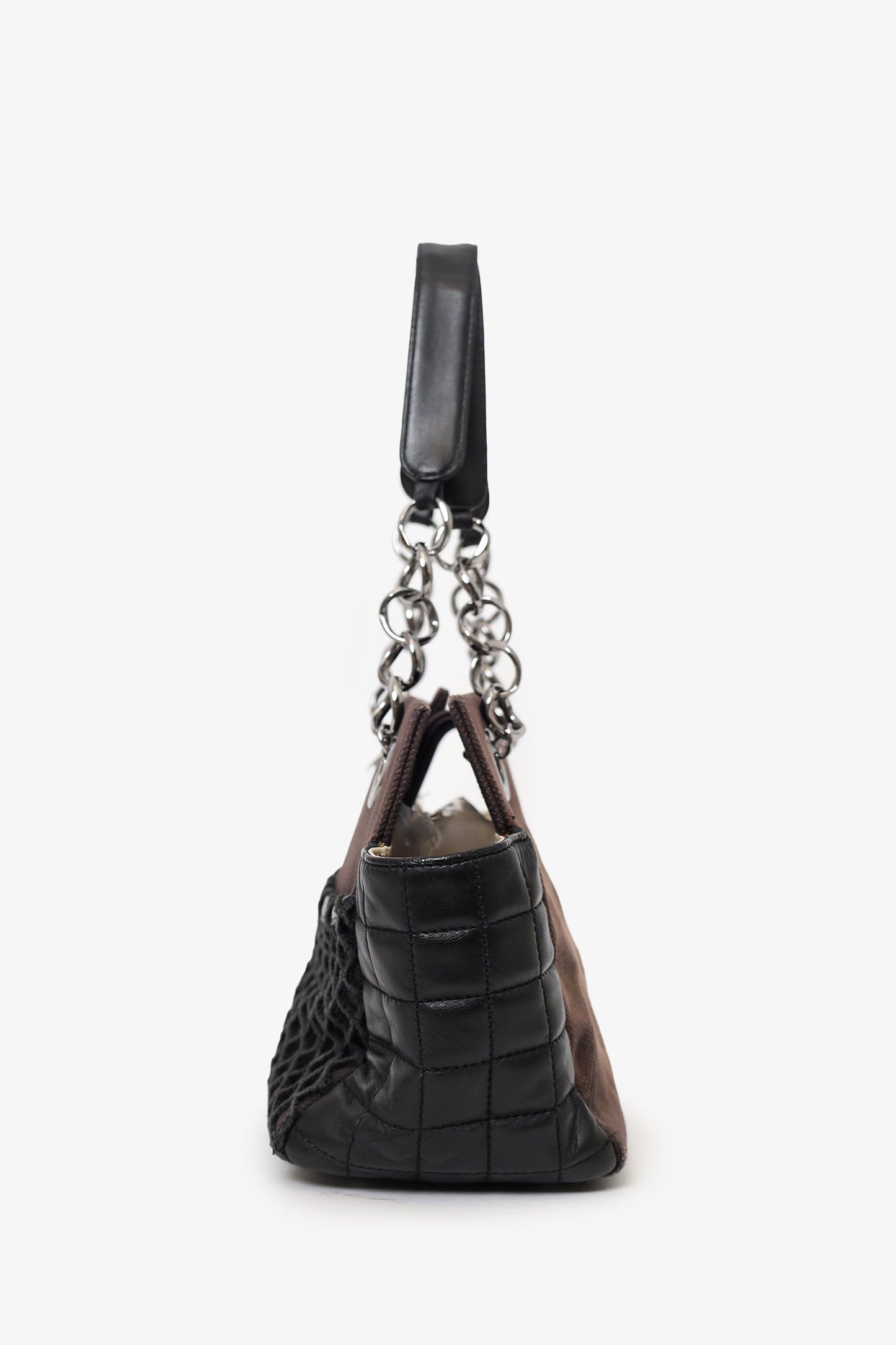 Chanel™ 2003-04 Brown/Black Leather/Canvas Coco Bar CC Tote