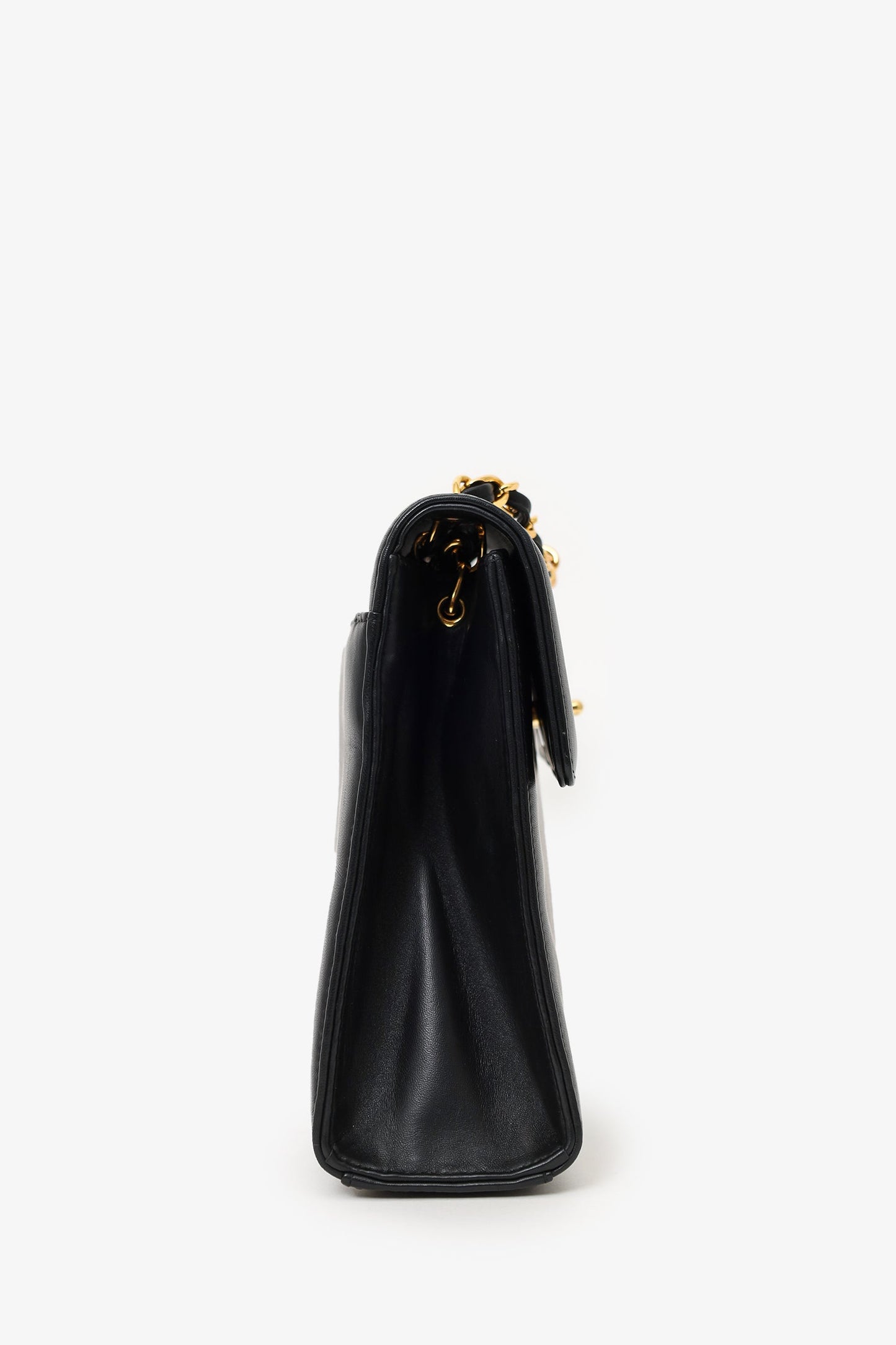 Chanel™ 1997-99 Black Leather Straight Flap Shoulder Bag
