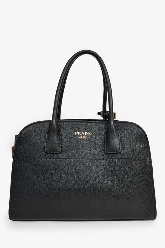 Prada Black Leather Medium Tote Bag