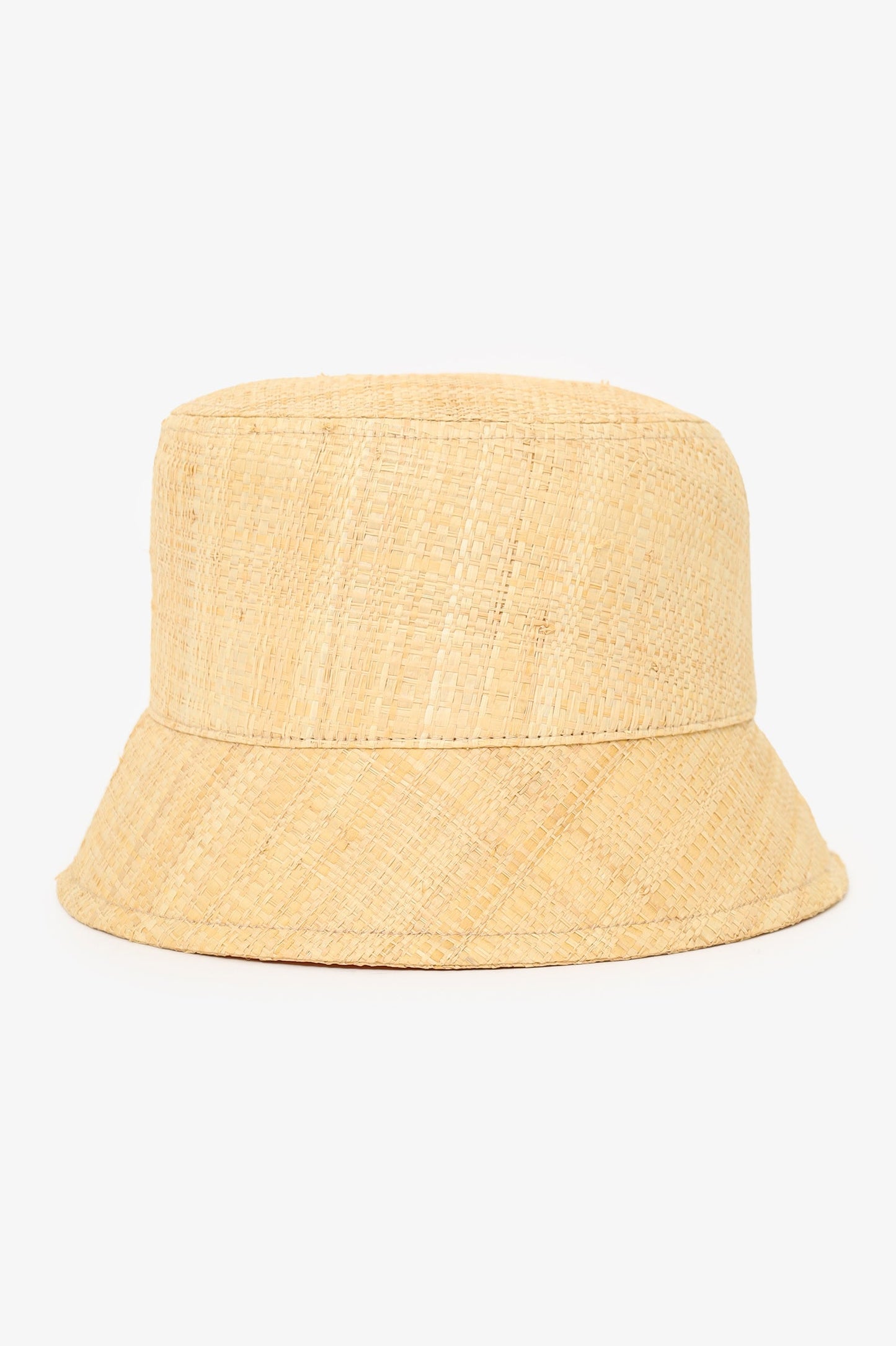 Prada Beige Straw Triangle Logo Bucket Hat Size S