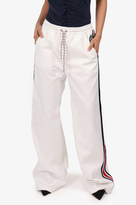 Gucci White/Red Horse-Bit Printed Side Stripe Track Pants Size S
