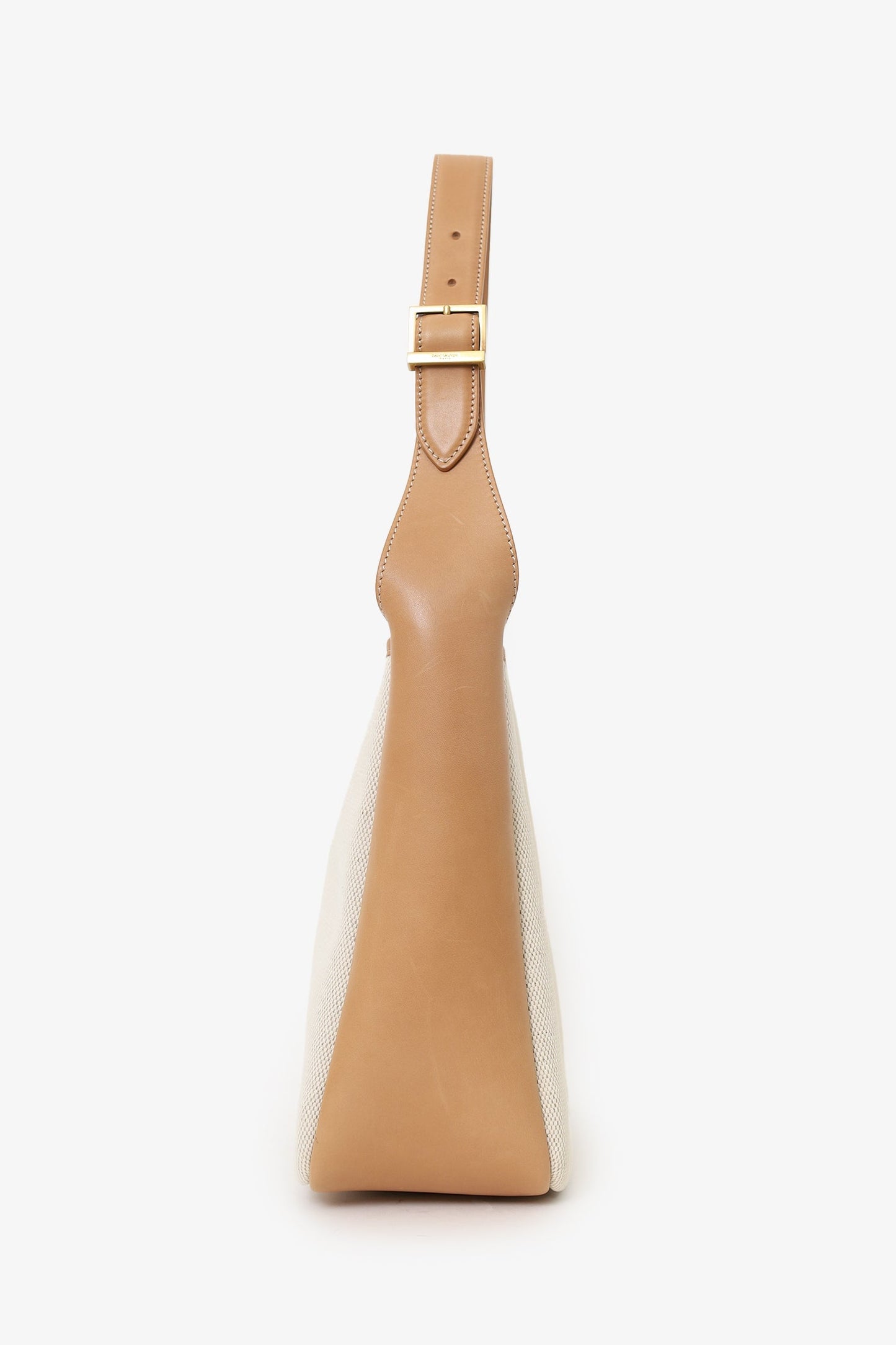 Saint Laurent Cream/Tan Leather/Canvas ‘LE 5 7 Small’ Shoulder Bag