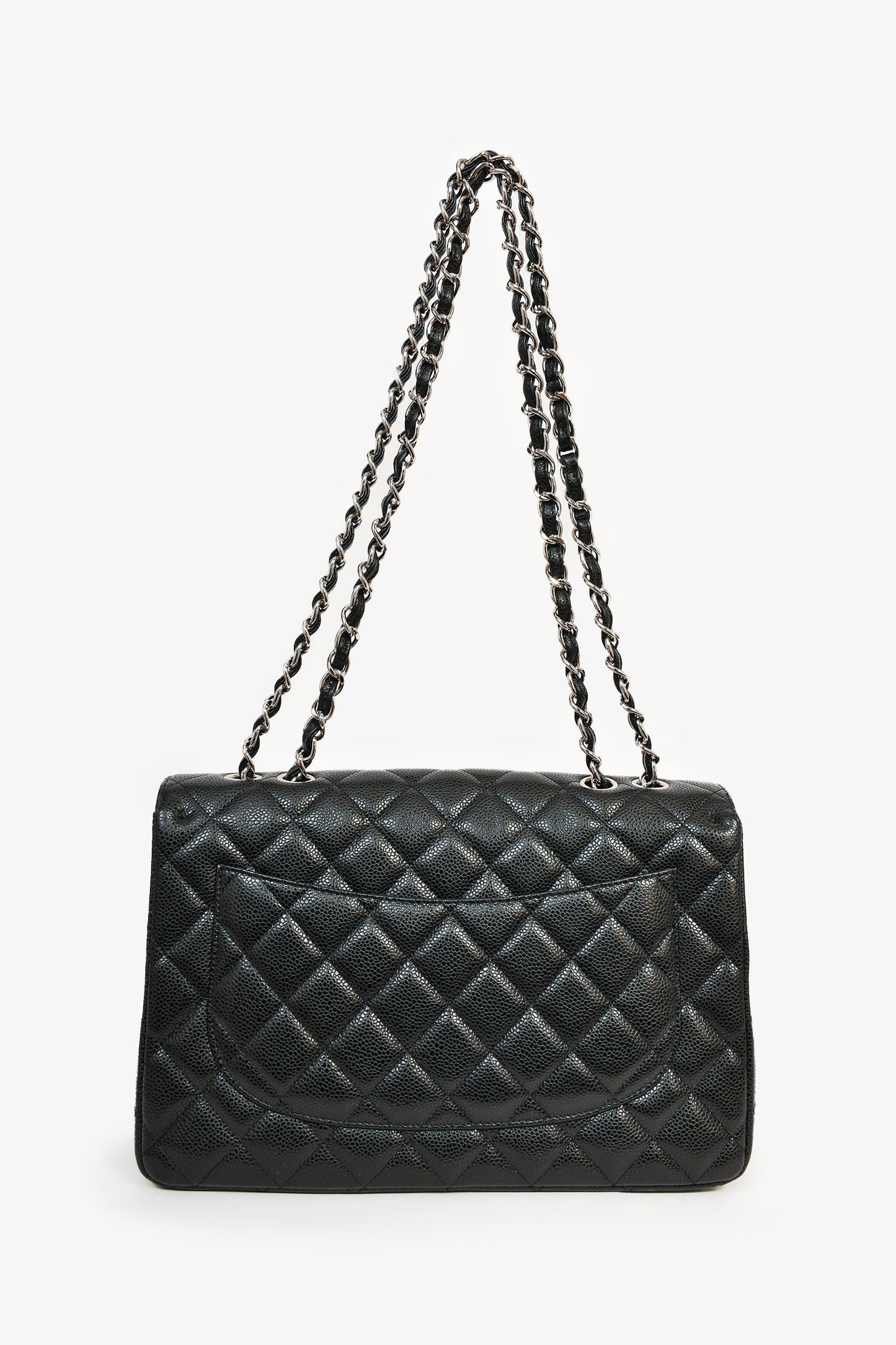 Chanel™ 2009/10 Black Caviar Leather Jumbo Single Flap Shoulder Bag SHW