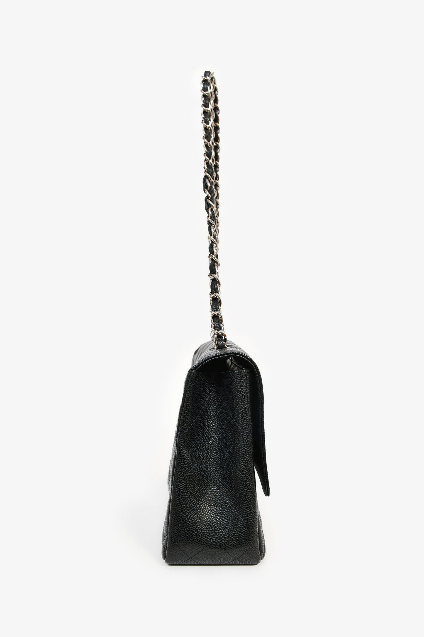 Chanel™ 2009/10 Black Caviar Leather Jumbo Single Flap Shoulder Bag SHW