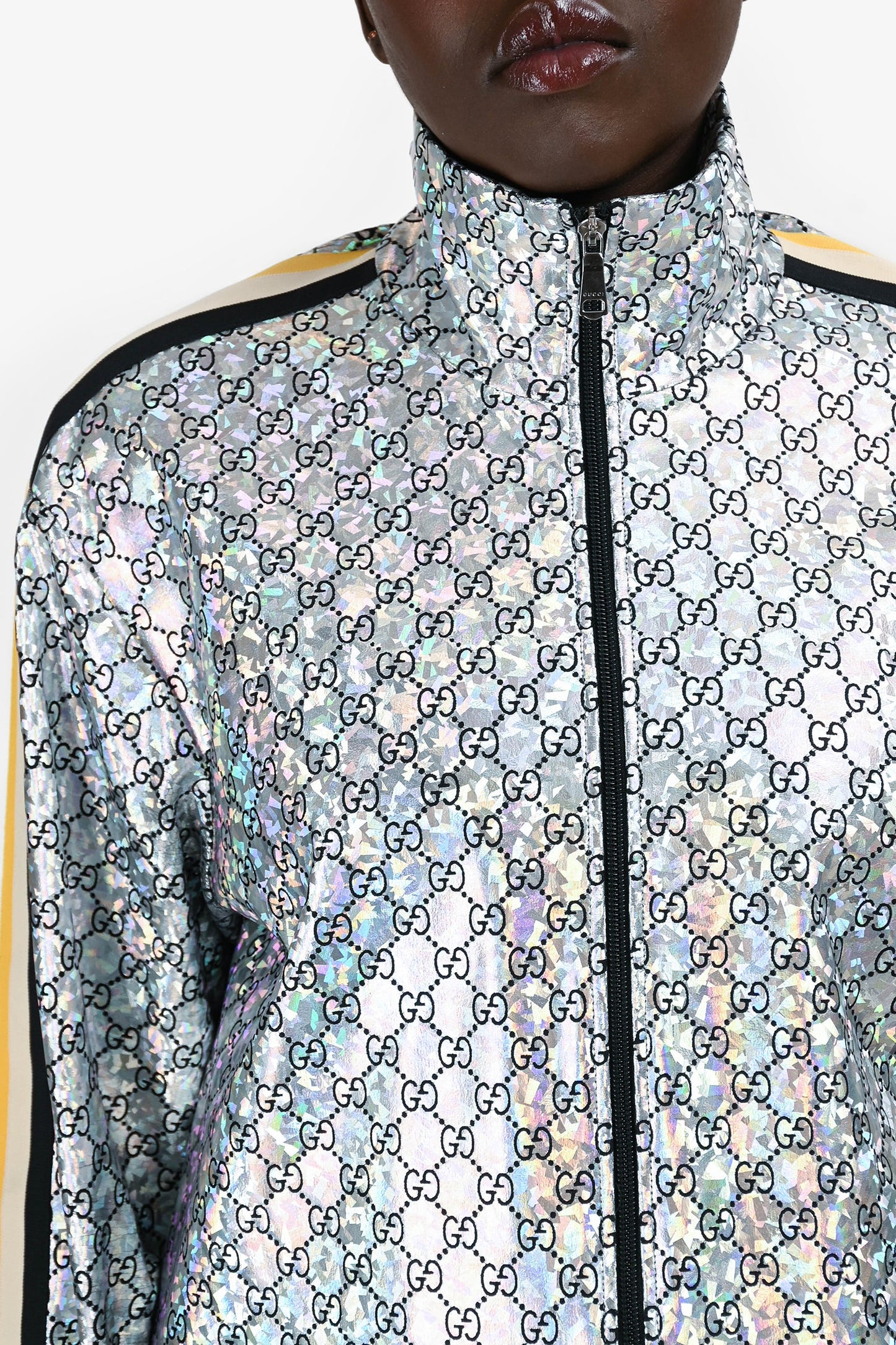 Gucci Silver Monogram Zip-Up Jacket Size S Mens