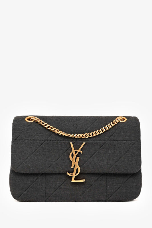 Saint Laurent Black Quilted Fabric 'Jamie' Shoulder Bag