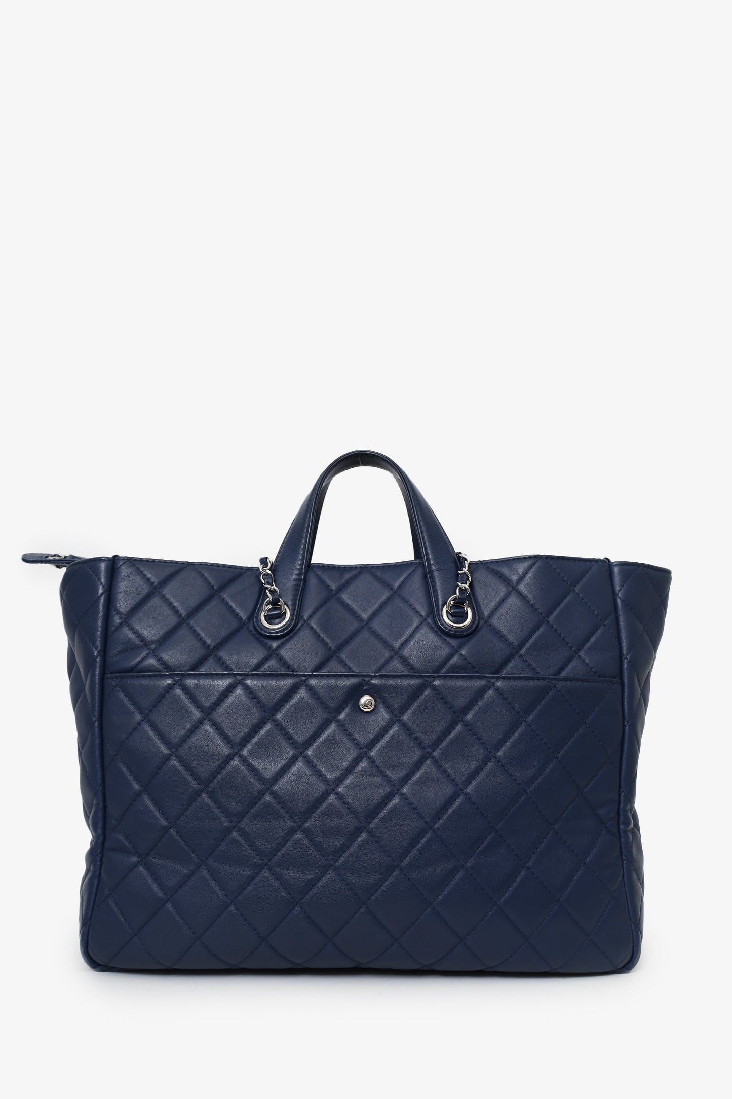 Chanel™ 2020 Navy Quilted Calfskin Ultra Pocket Shopping Tote