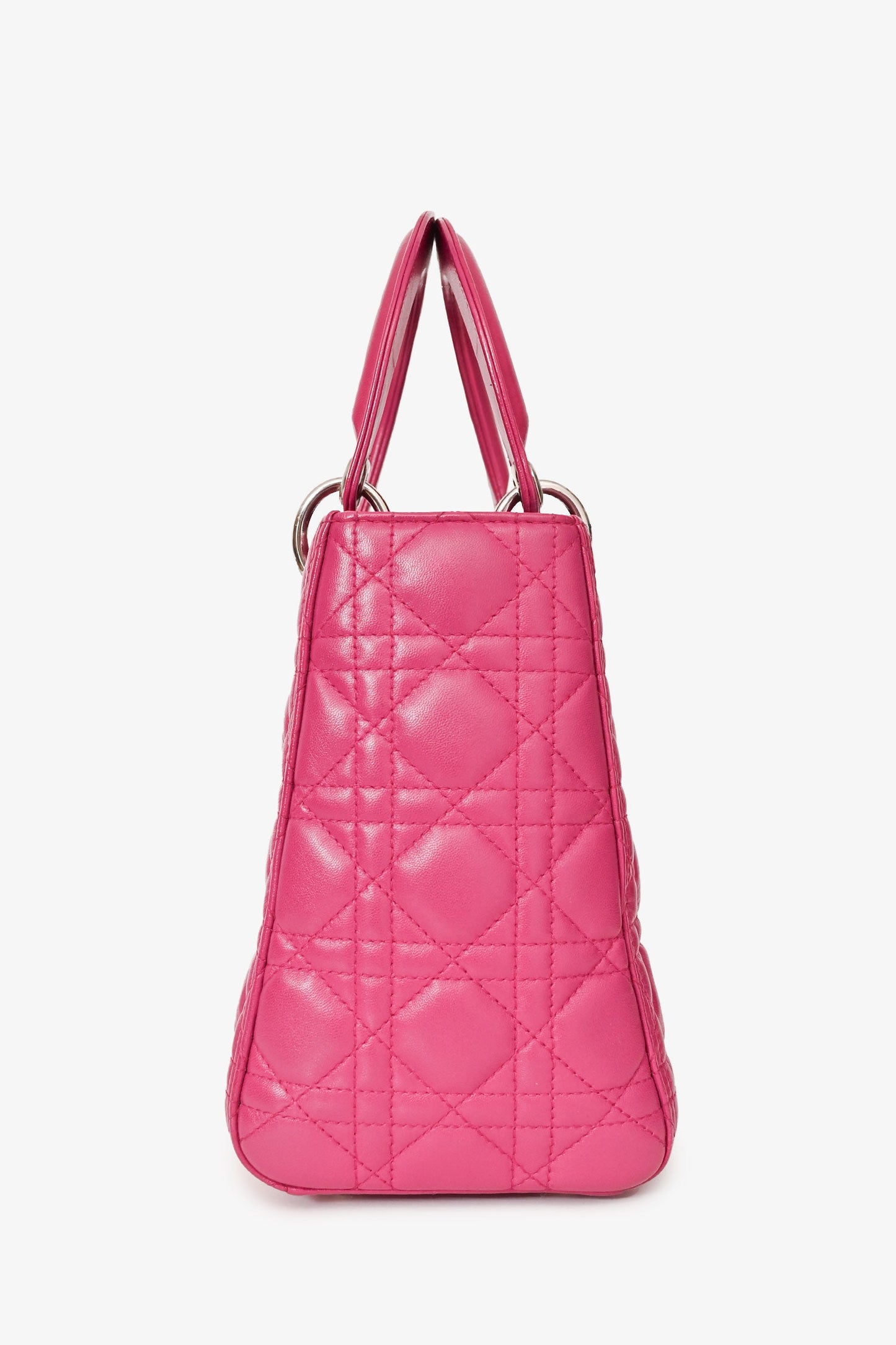 Christian Dior 2013 Pink Cannage Leather Lady Dior Top Handle with Strap