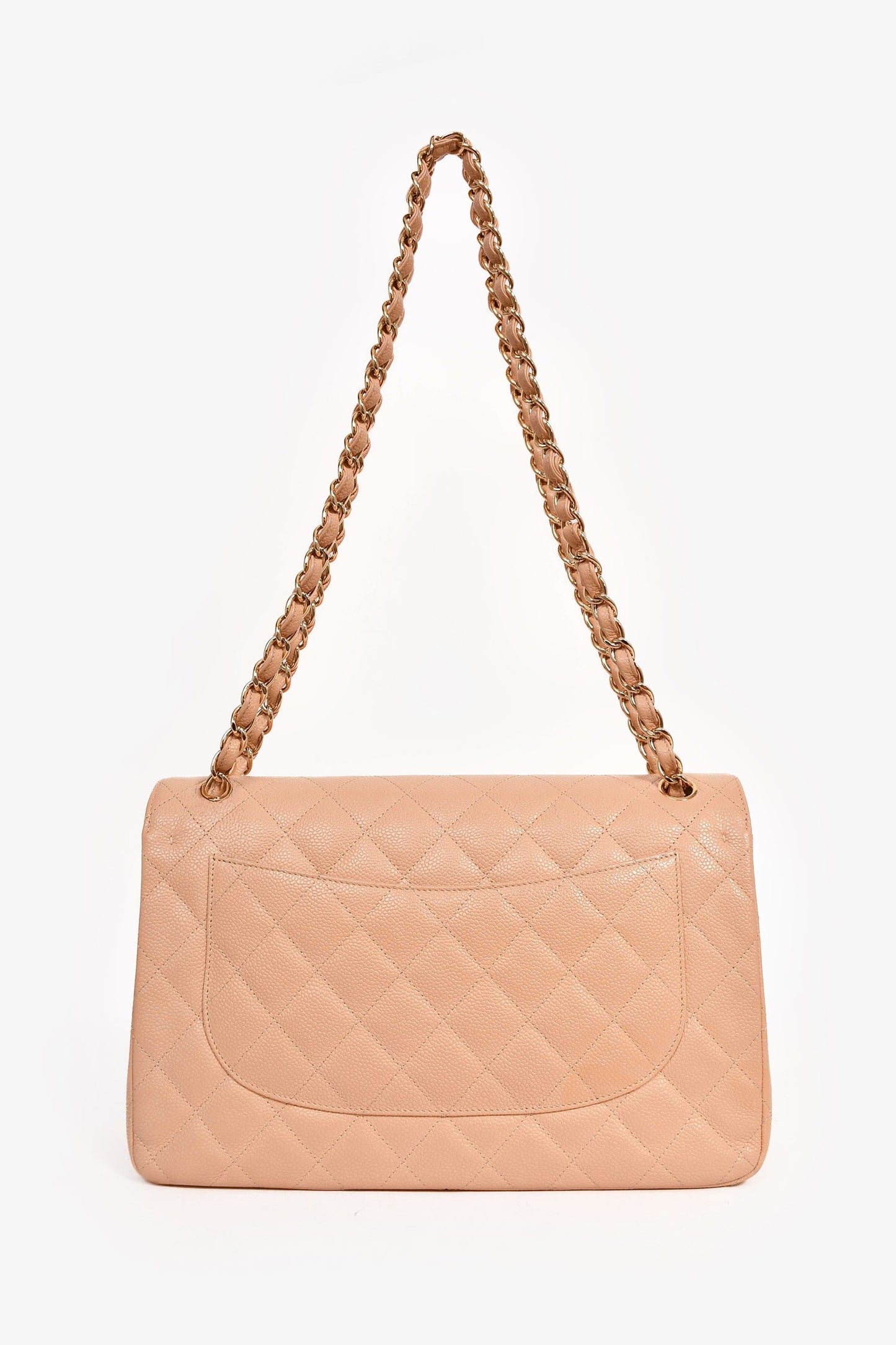 Chanel™ 2012 Beige Caviar Jumbo Double Flap Shoulder Bag