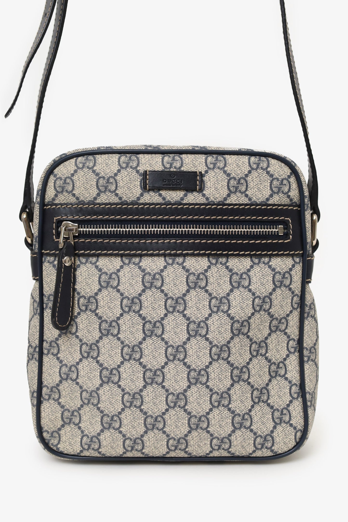 Gucci Black/Navy GG Supreme Canvas Messenger Bag