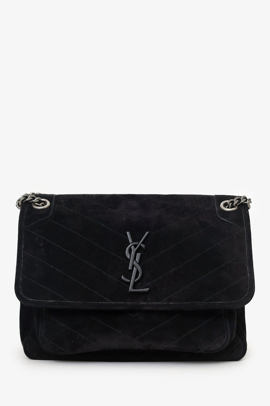 Saint Laurent Black Suede Medium Niki Shoulder Bag