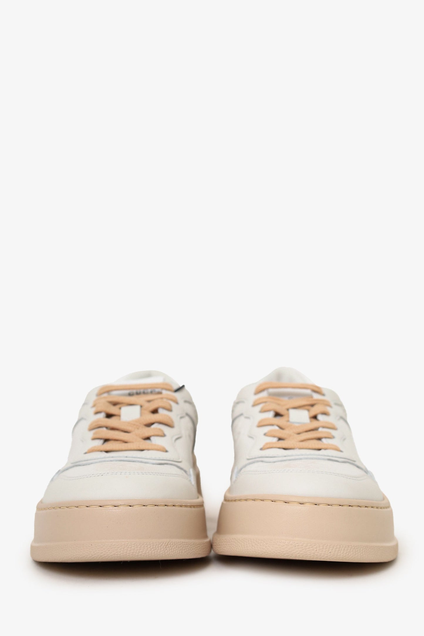Gucci White/Pink GG Embossed Leather Sneakers Size 38.5