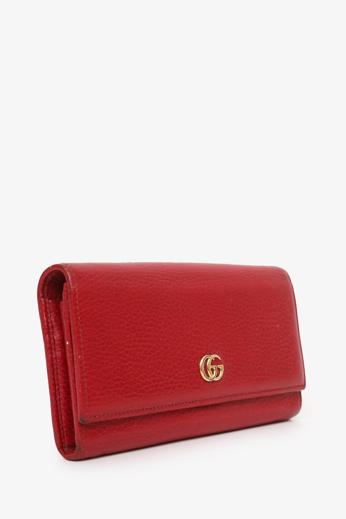 Gucci Red Leather GG Marmont Long Wallet 'As Is'