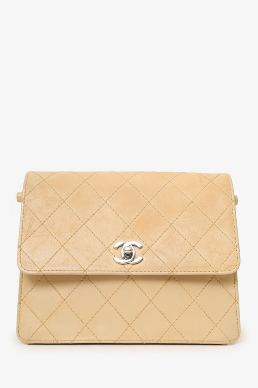 Chanel™ Beige Quilted CC Shoulder Bag