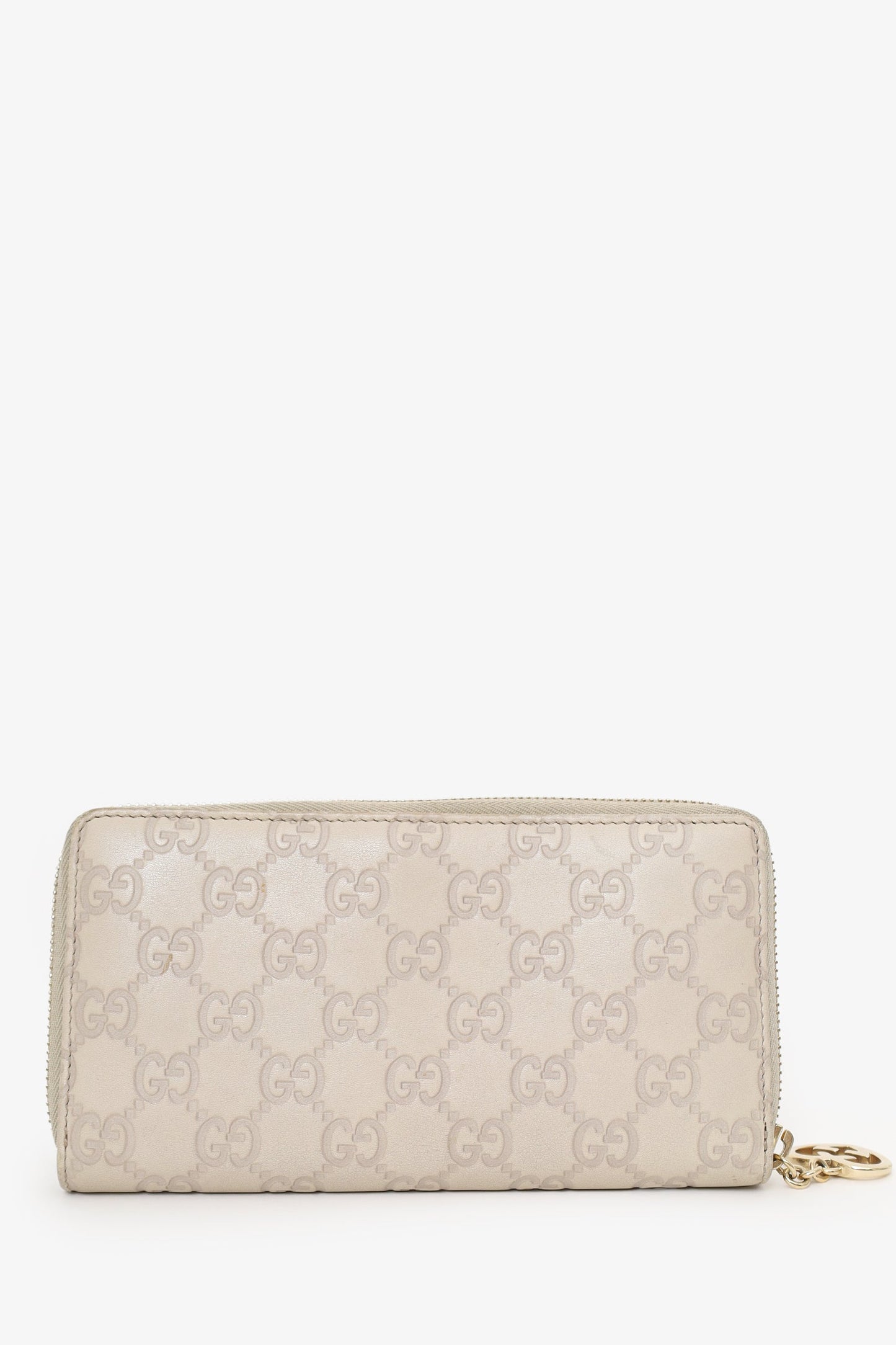 Gucci Beige Guccissima Leather Zip Around Wallet