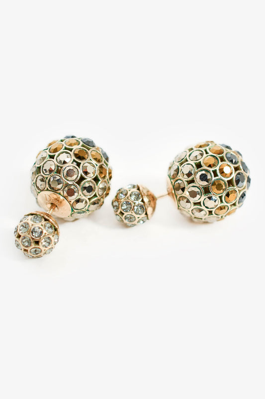 Christian Dior Gunmetal/Multicolour Stone Embellished Tribale Earrings