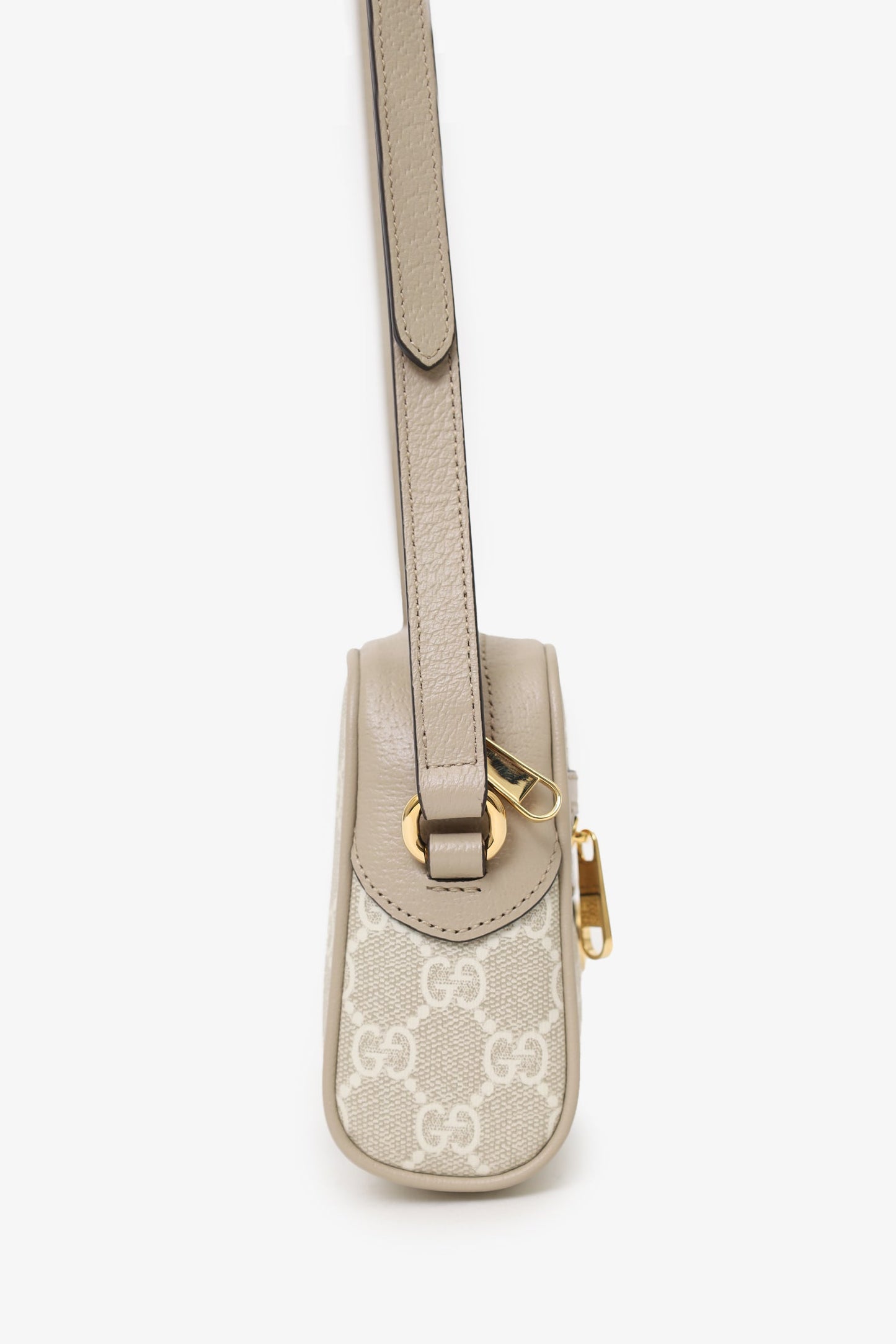 Gucci Beige GG Supreme Monogram Web Mini Ophidia Crossbody