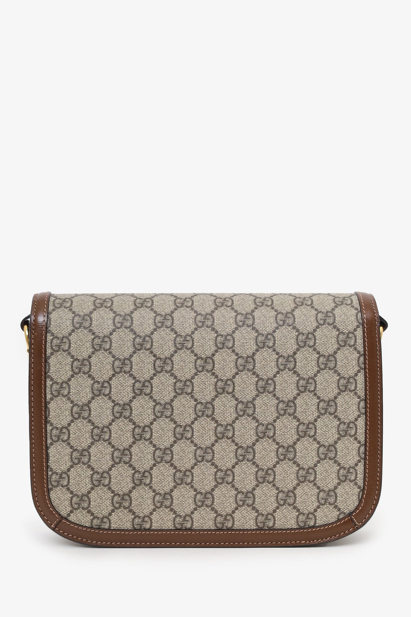 Gucci Beige/Brown Monogram 'Gucci 1955' Horsebit Shoulder Bag