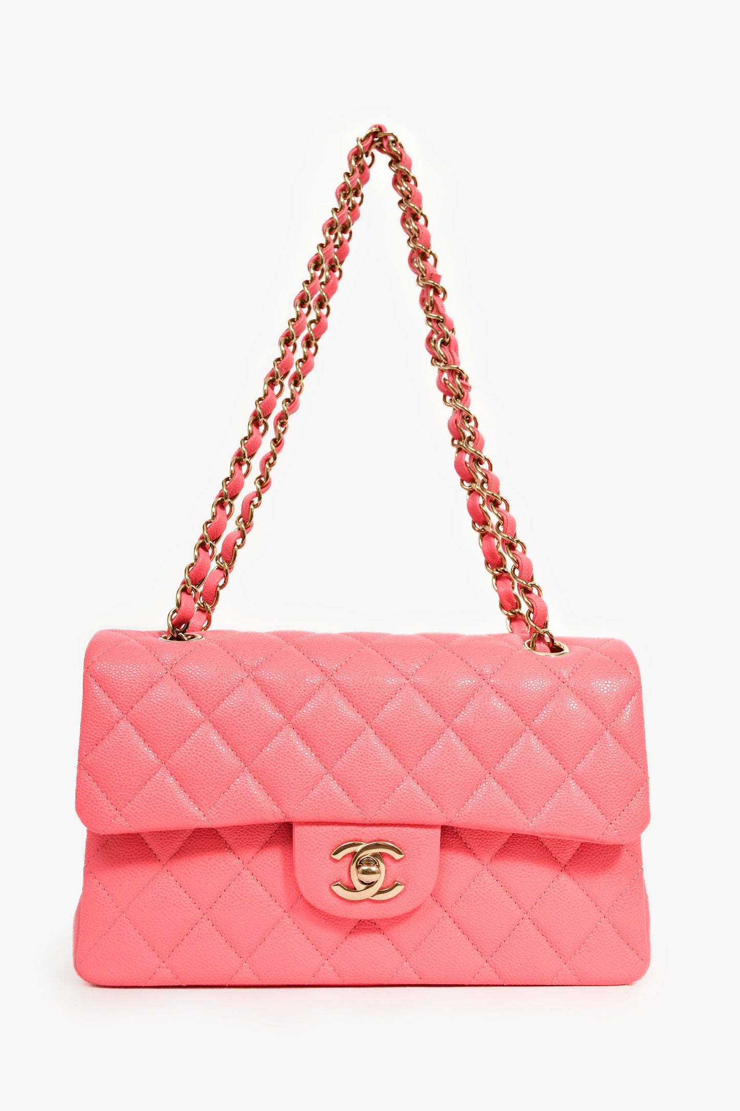 Chanel™ 2025 Hot Pink Caviar Small Double Flap Shoulder Bag