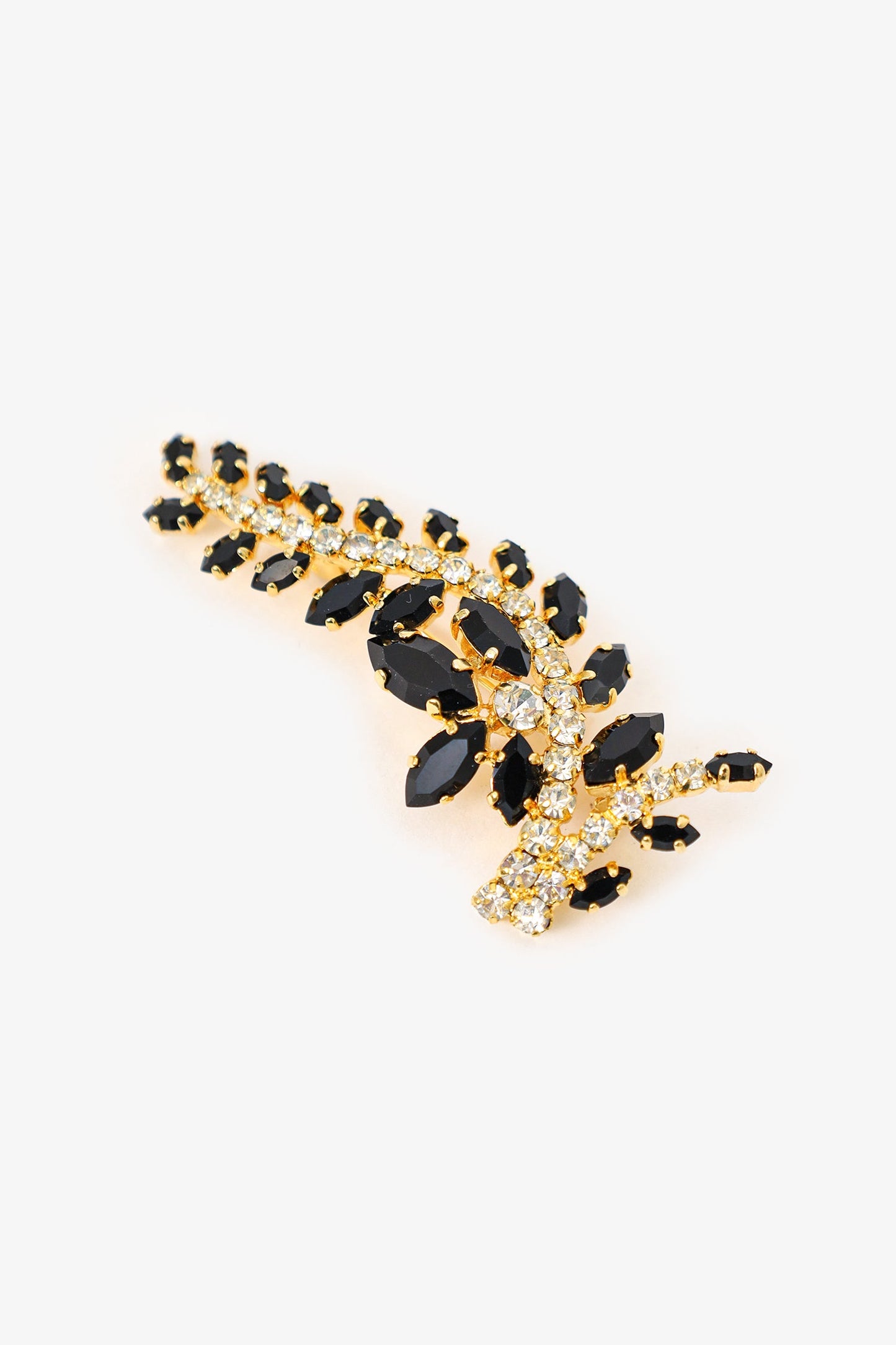 Christian Dior Vintage Gold Tone Crystal Embellished Foliate Brooch