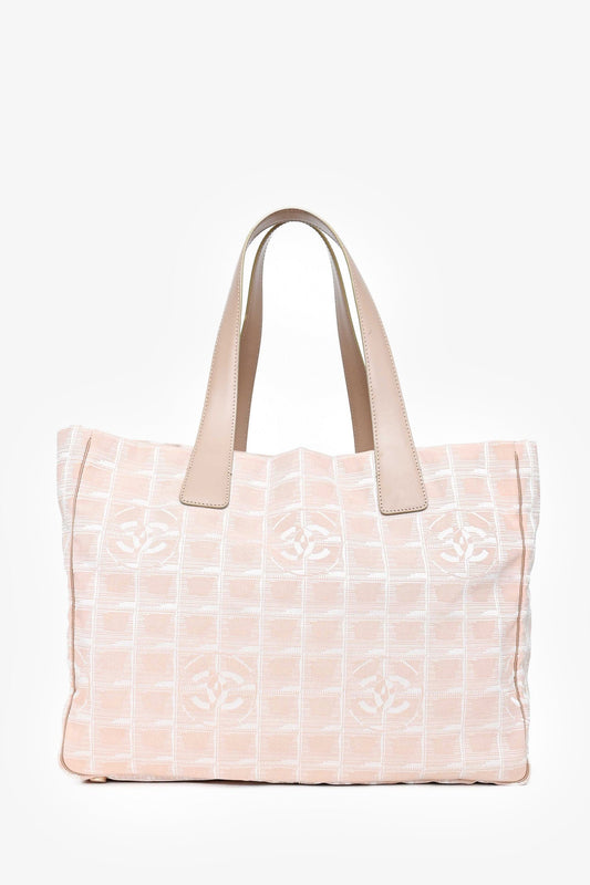 Chanel™ 2004-5 Pink Canvas Travel Ligne CC Logo Tote