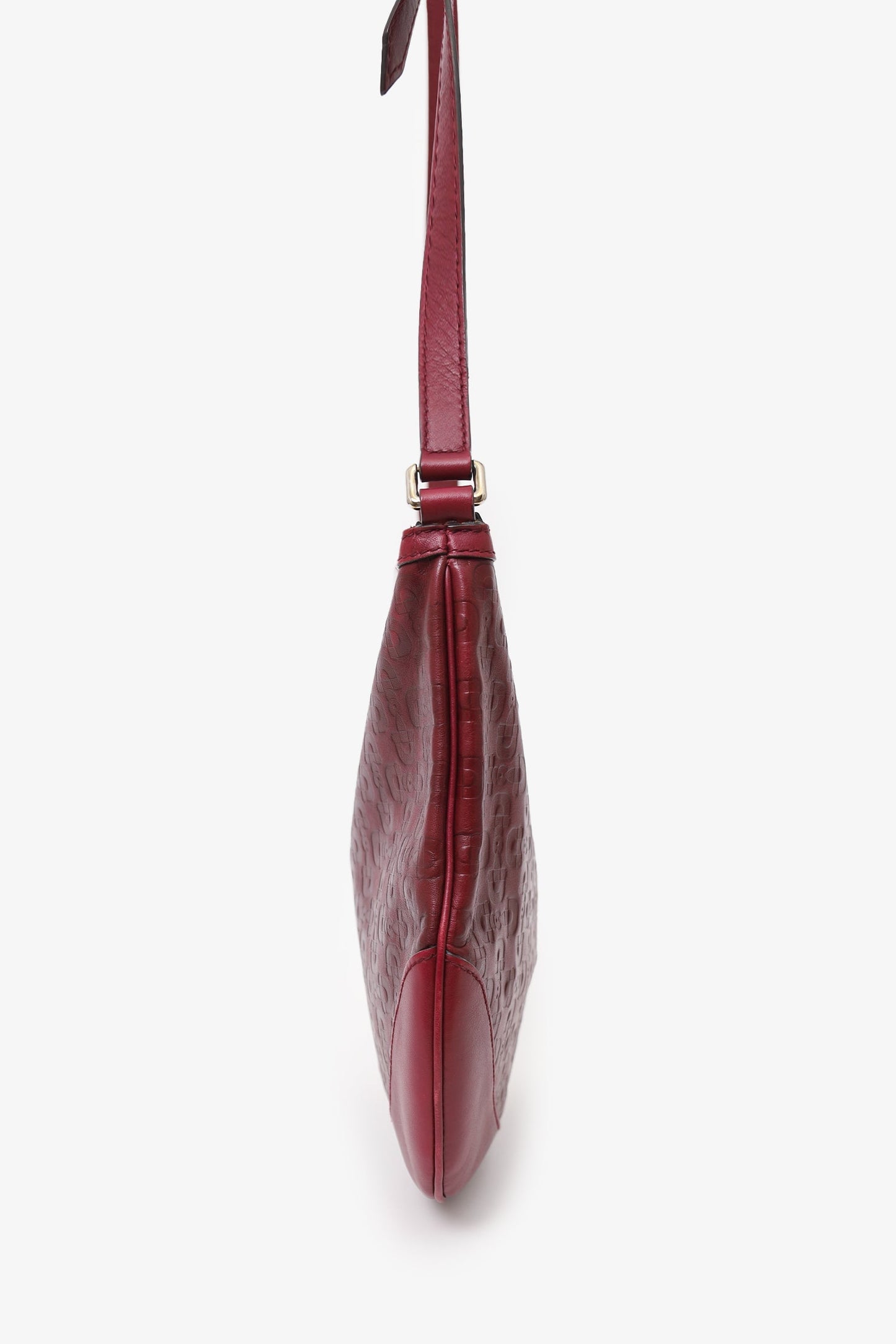 Gucci Burgundy Calfskin Horsebit Embossed Crossbody