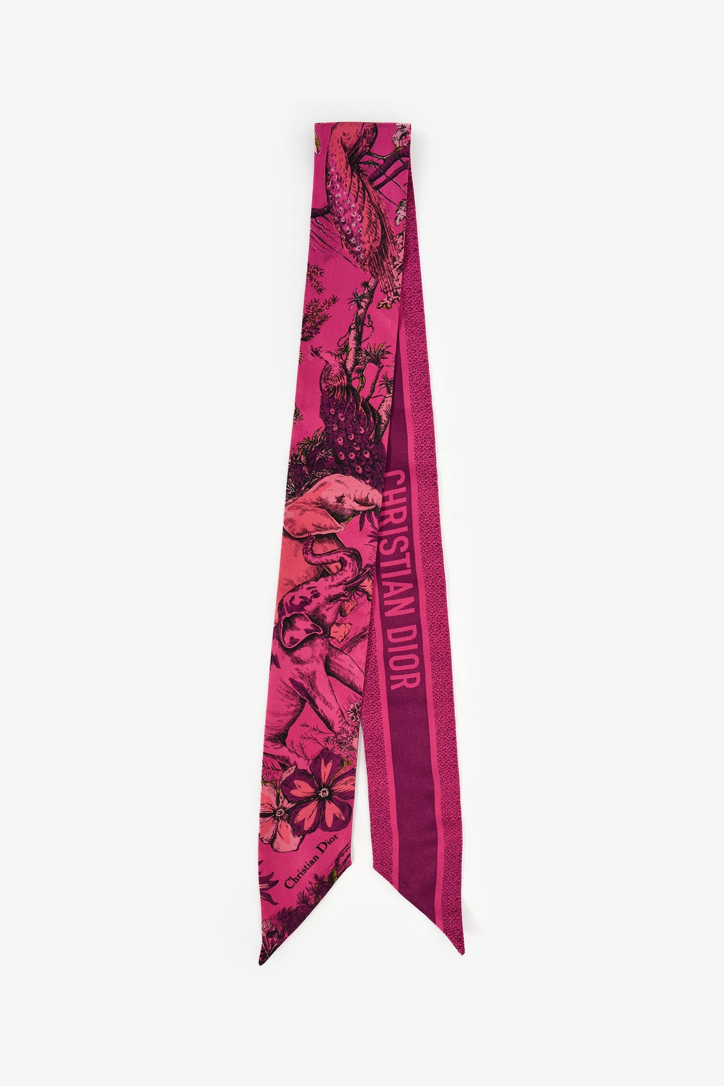 Christian Dior Magenta Floral Silk Twilly