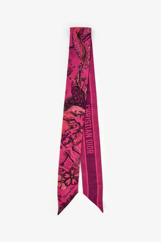 Christian Dior Magenta Floral Silk Twilly