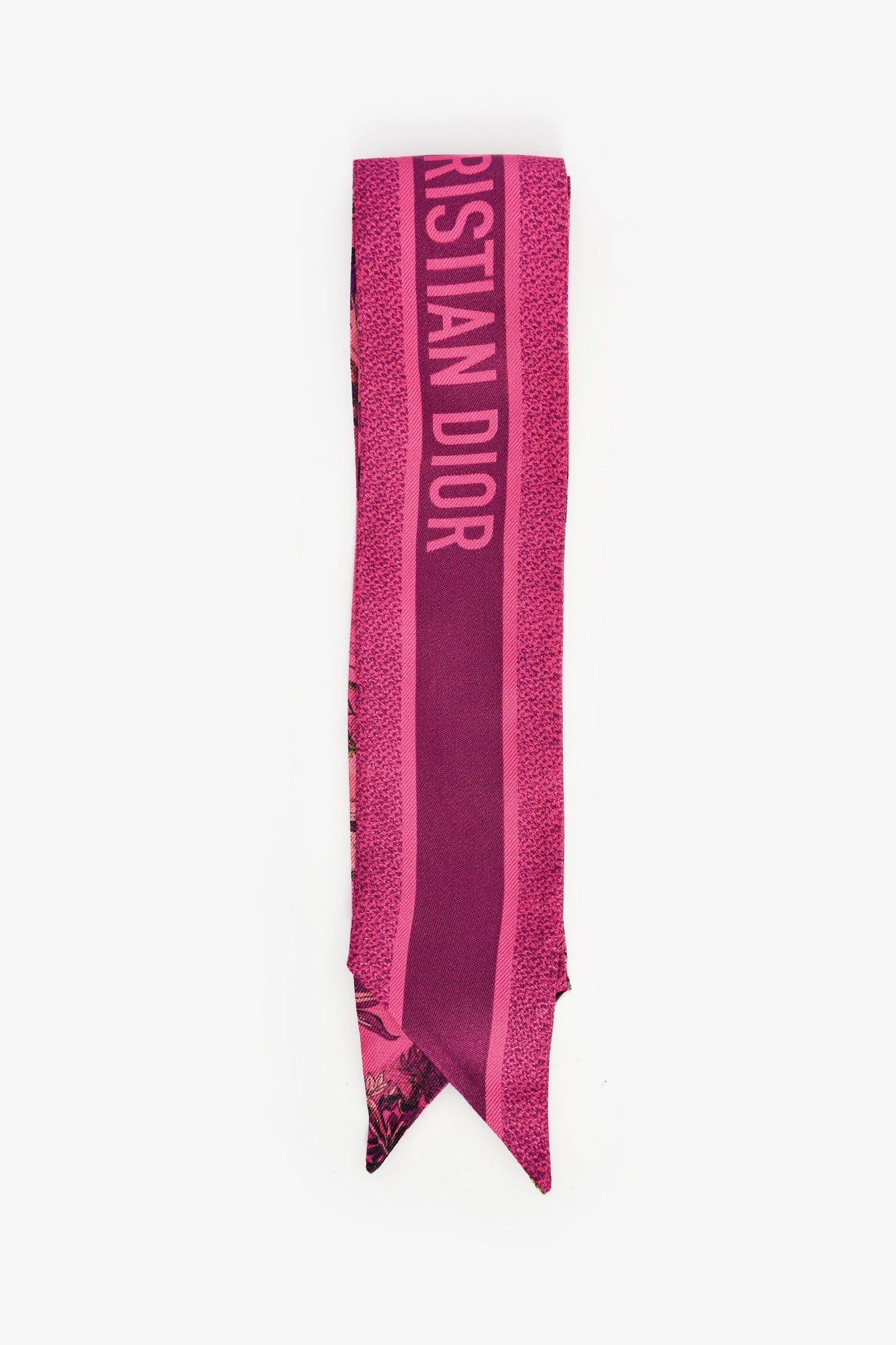Christian Dior Magenta Floral Silk Twilly