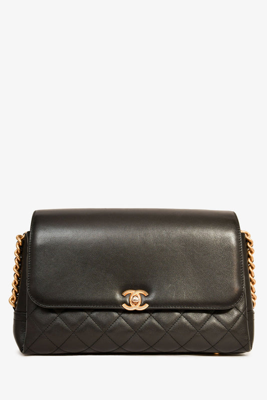 Chanel™ 2019-20 Black Leather Side Chain Large CC Crossbody Bag