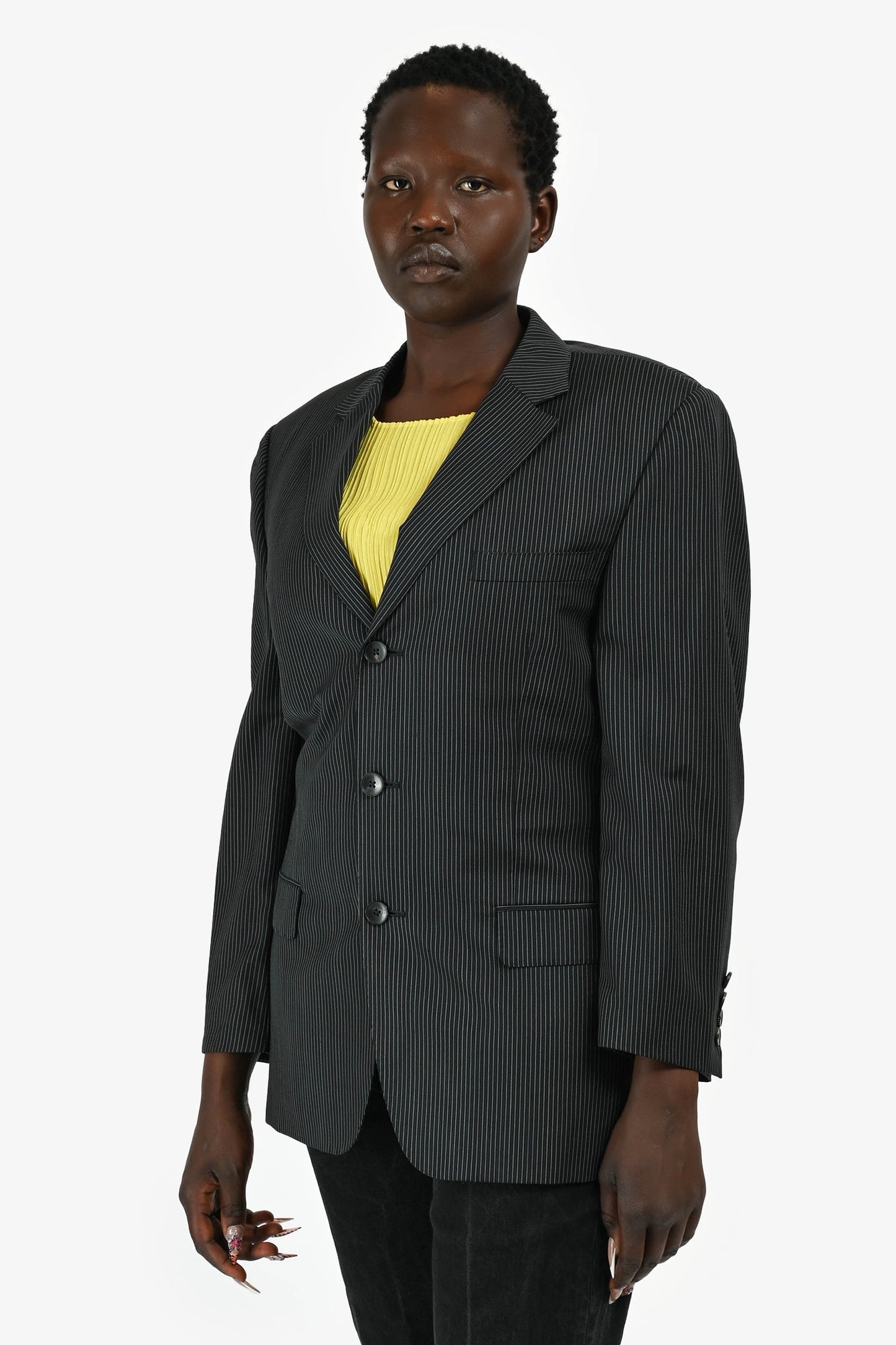 Gucci Vintage Black/White Pinstripe Blazer Size 50 Mens