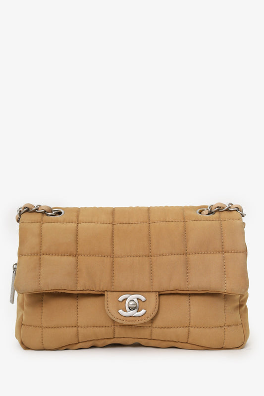Chanel™ Brown Chocolate Bar Turn Lock Shoulder Bag
