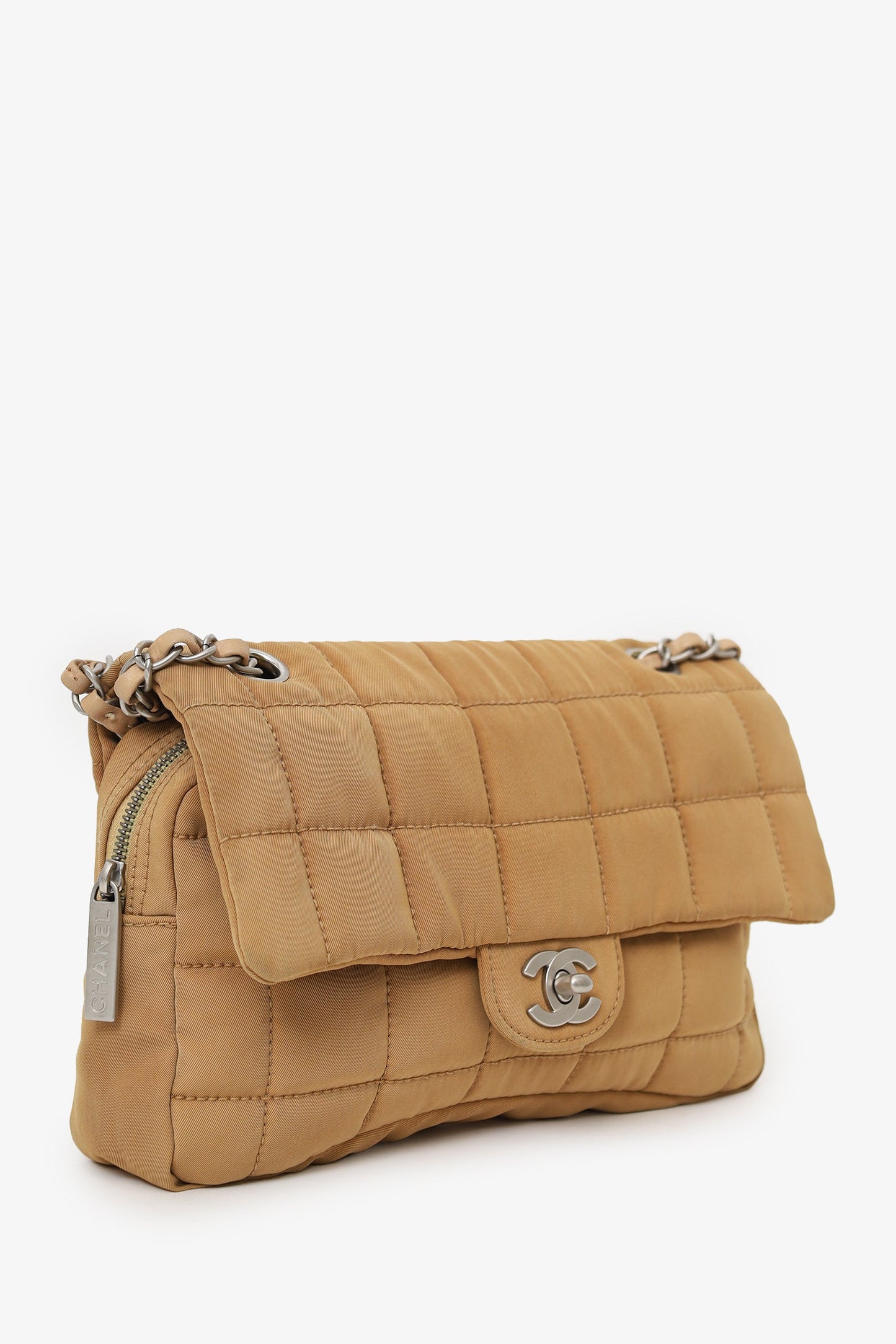 Chanel™ Brown Chocolate Bar Turn Lock Shoulder Bag