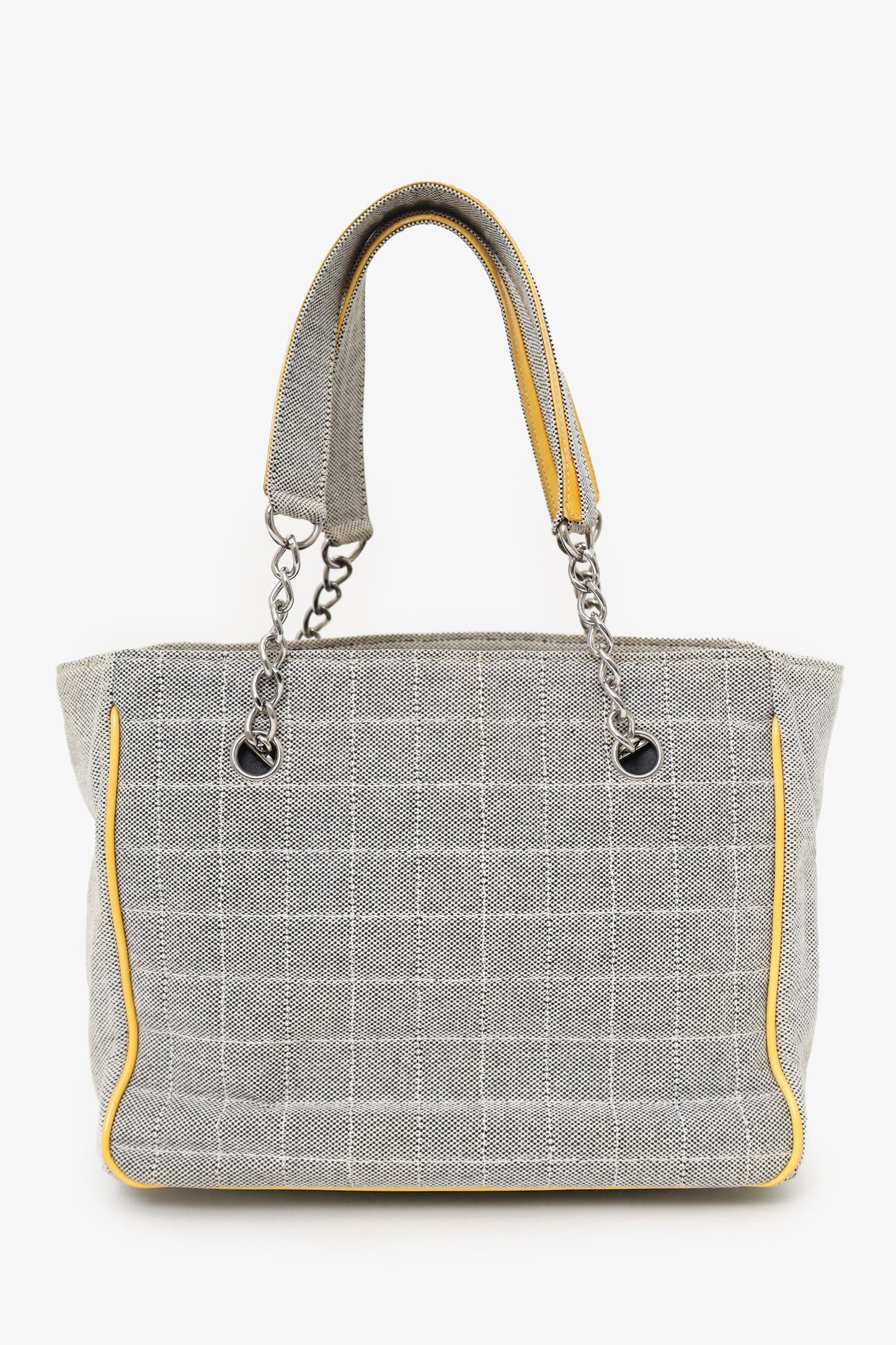 Chanel™ 2005-06 Yellow/Grey CC Camellia No. 5 Choco Bar Canvas Tote