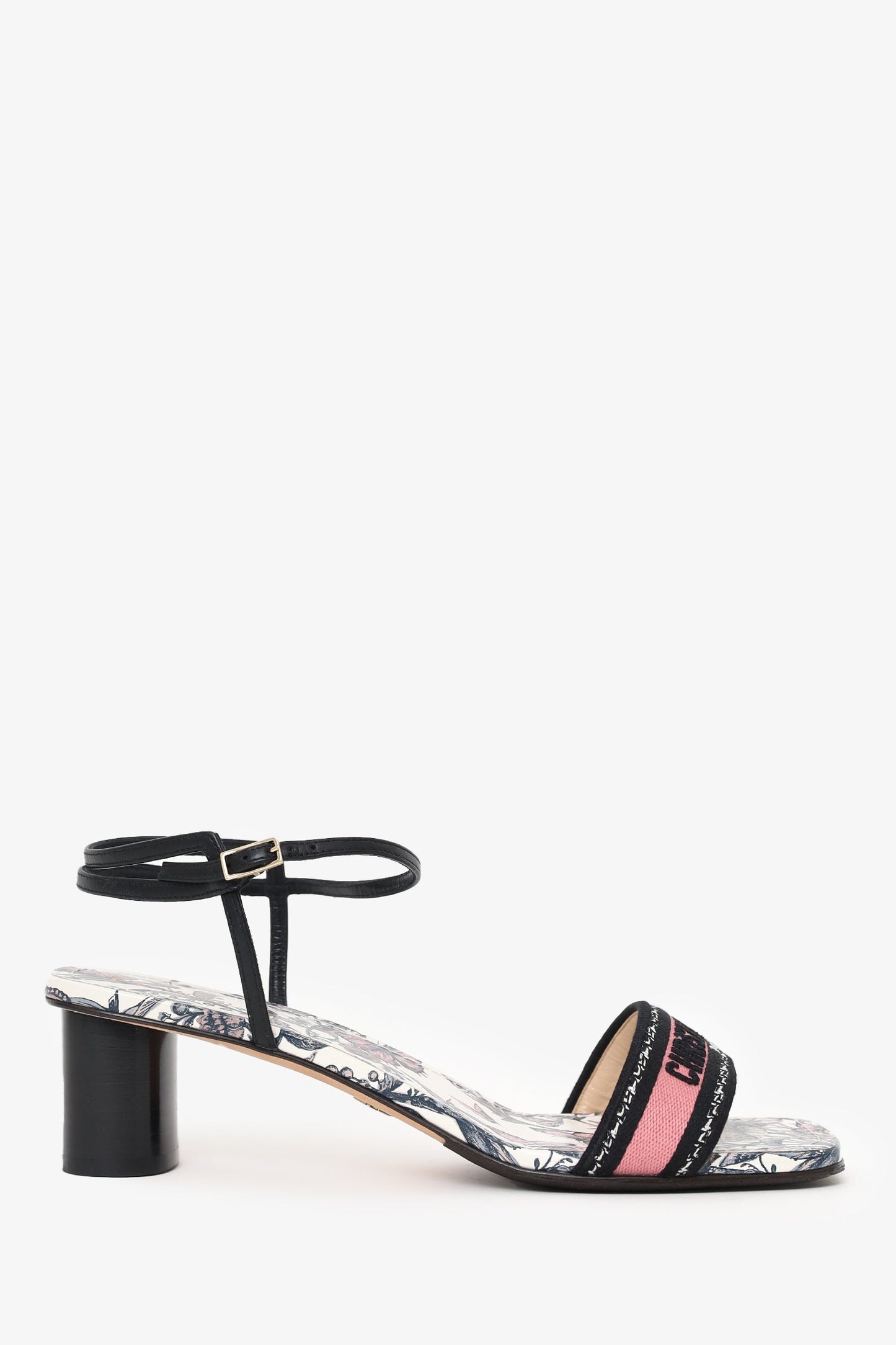 Christian Dior Embroidered Dway Ankle Strap Heeled Sandal Size 39.5
