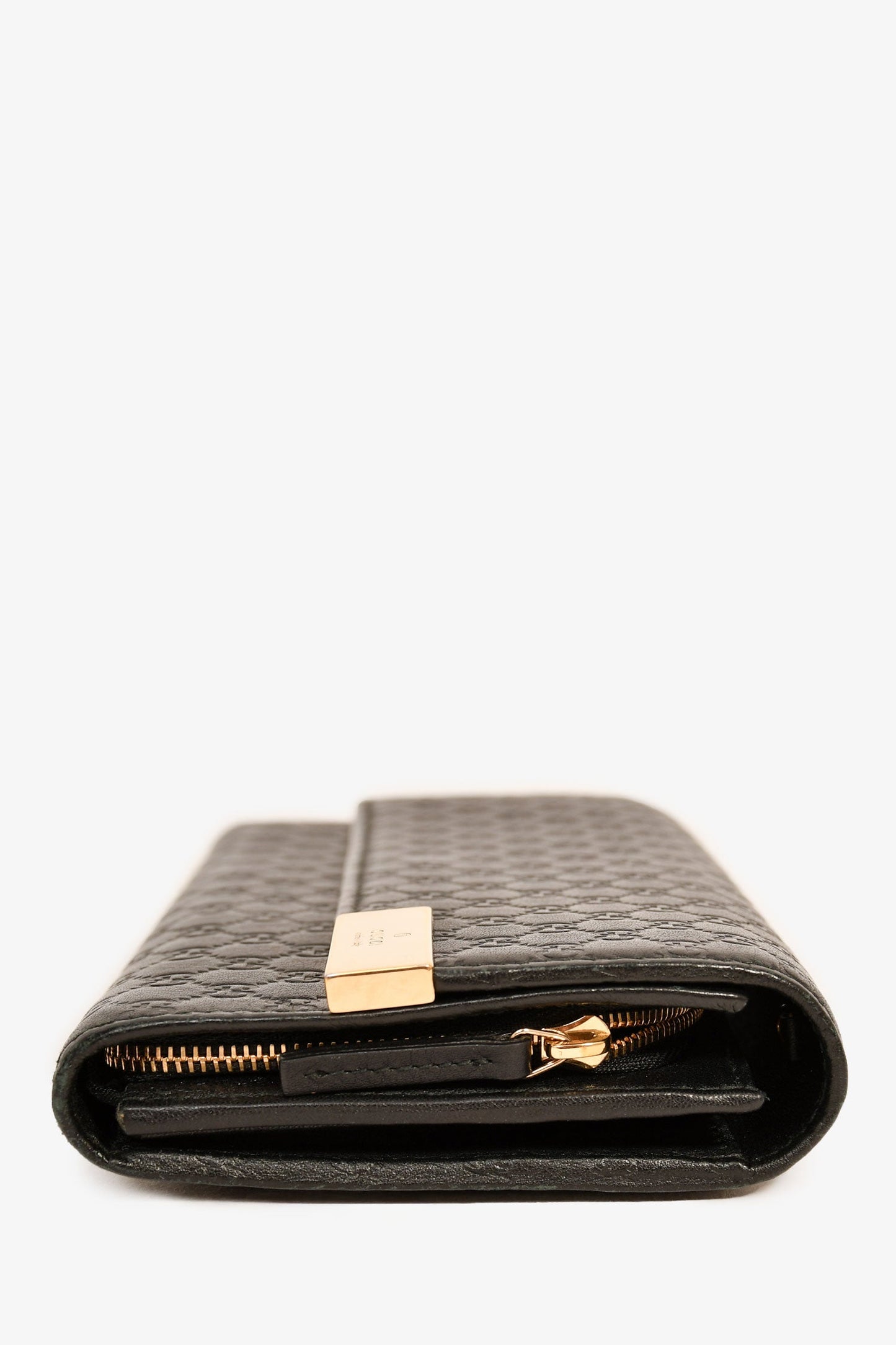Gucci Black Leather Guccissima Wristlet