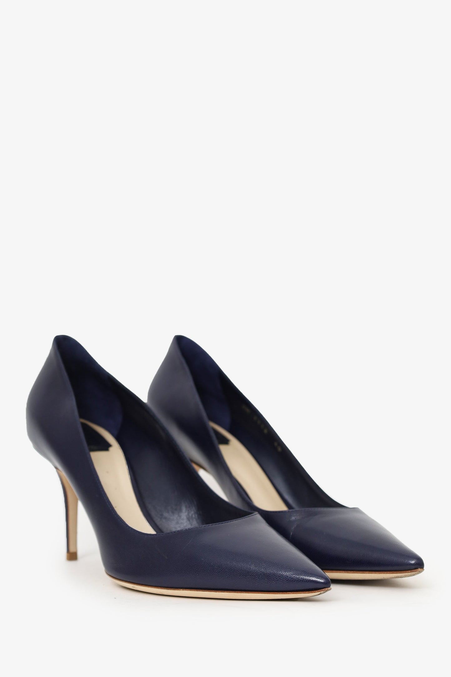 Christian Dior Navy Leather Pointed Toe Heels Size 40
