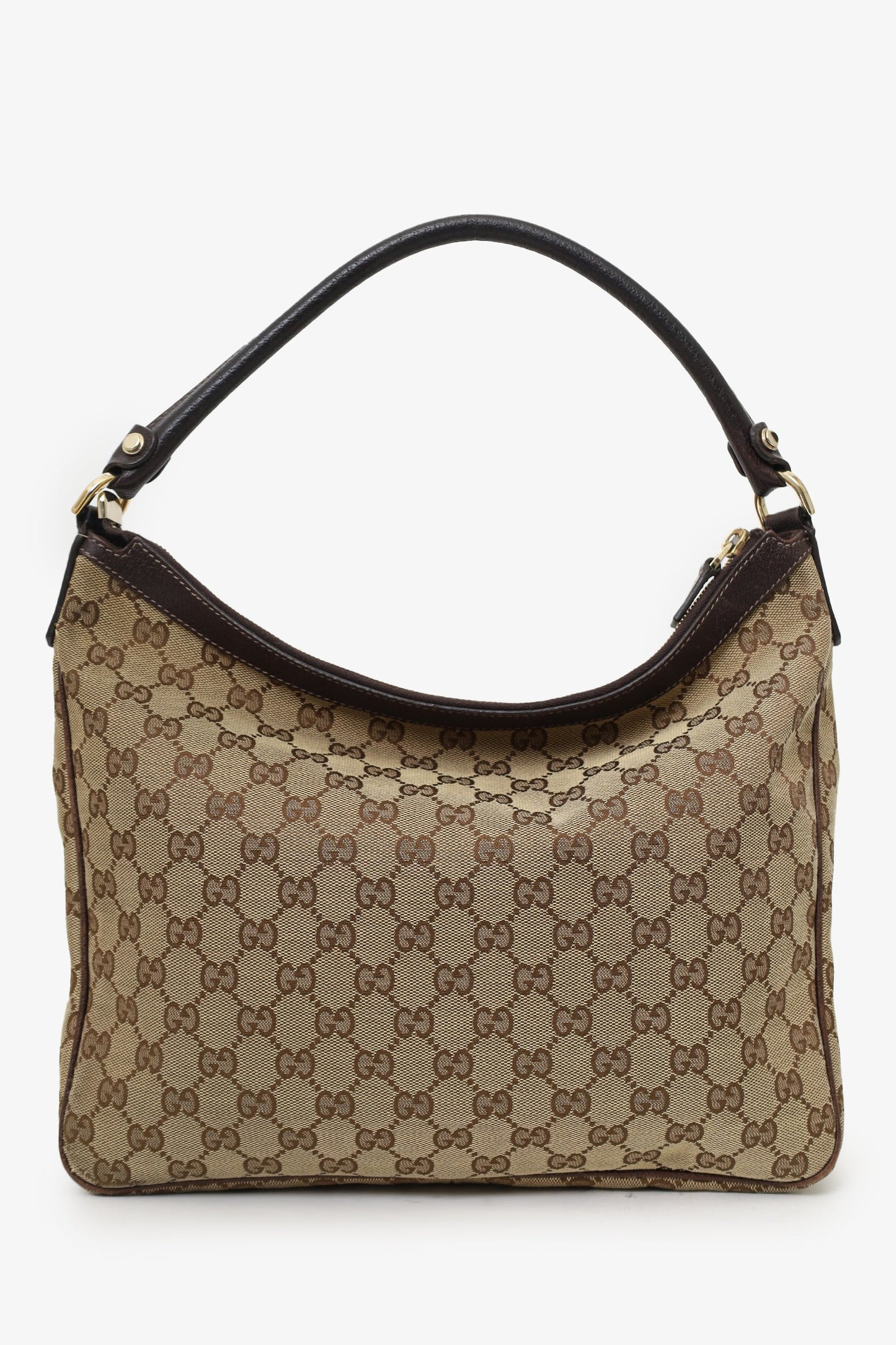 Gucci Brown & Beige GG Monogram Canvas Medium Abbey Pocket Hobo
