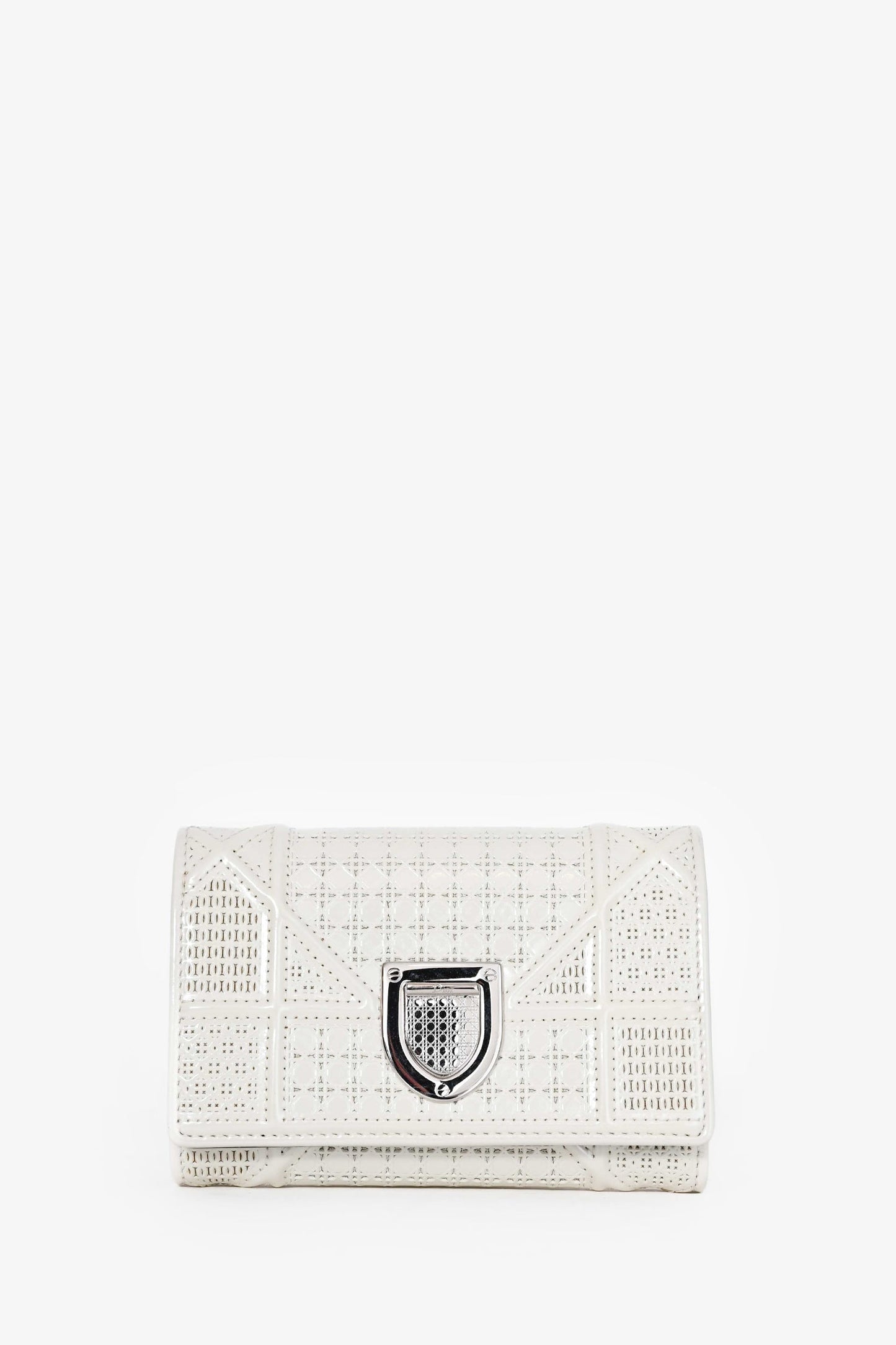 Christian Dior White Patent Diorama Wallet