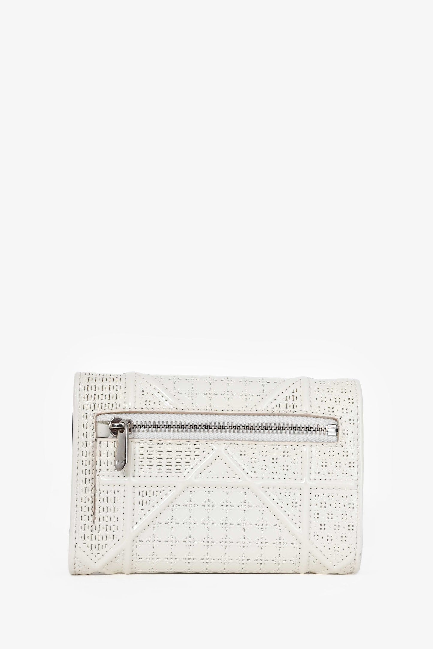 Christian Dior White Patent Diorama Wallet