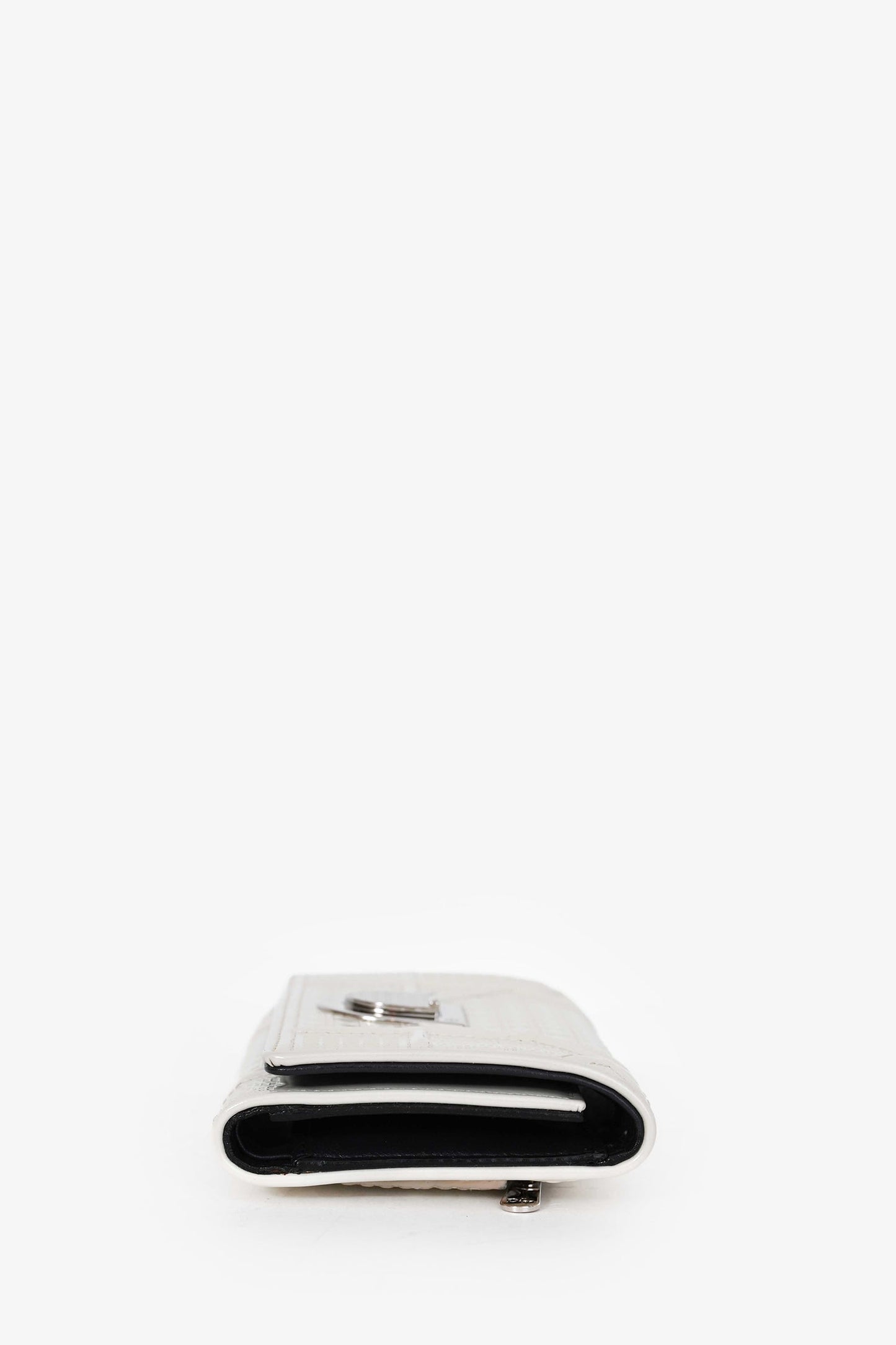 Christian Dior White Patent Diorama Wallet