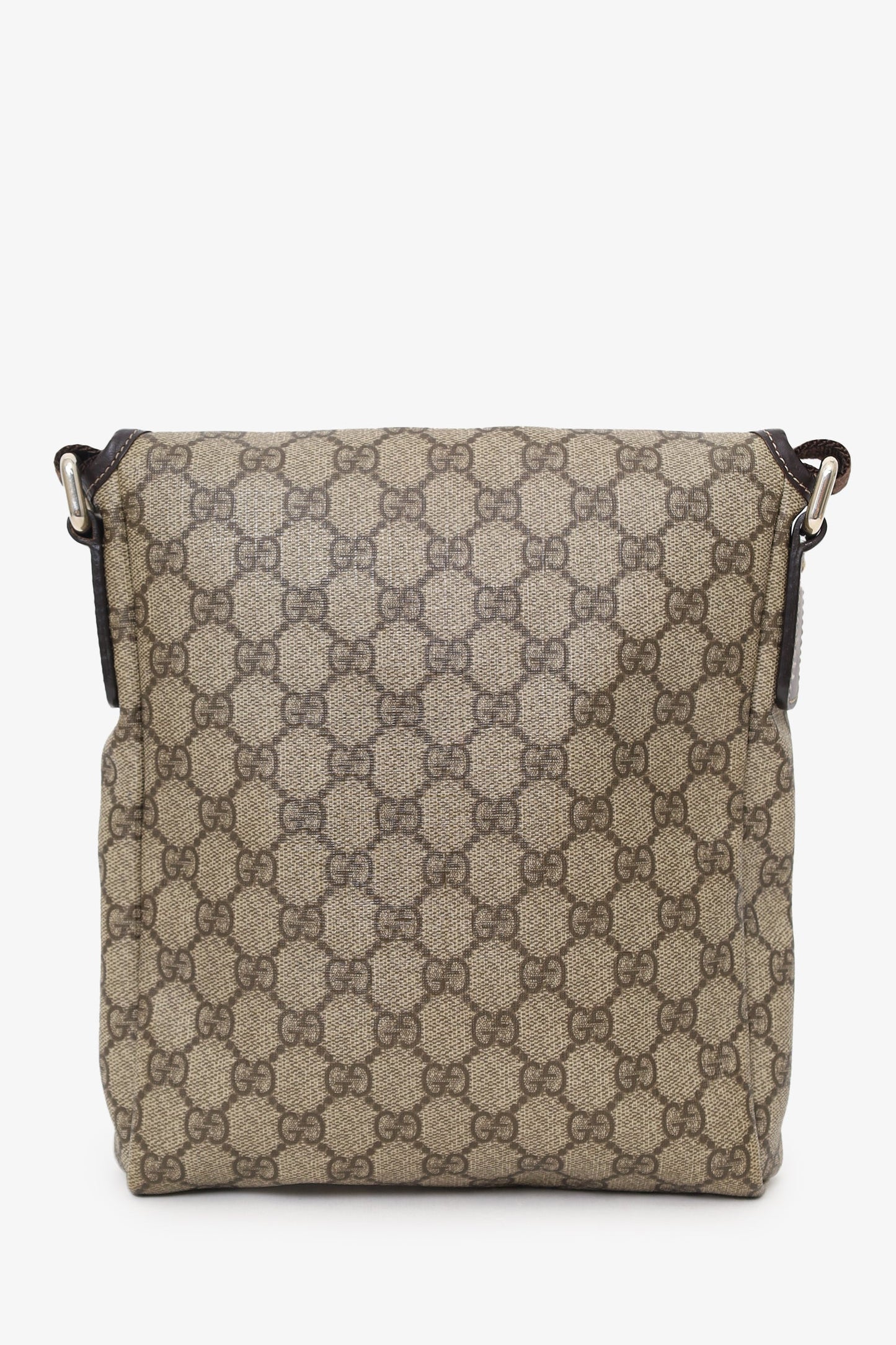 Gucci Brown/Beige GG Supreme Canvas/Leather Flap Messenger Bag