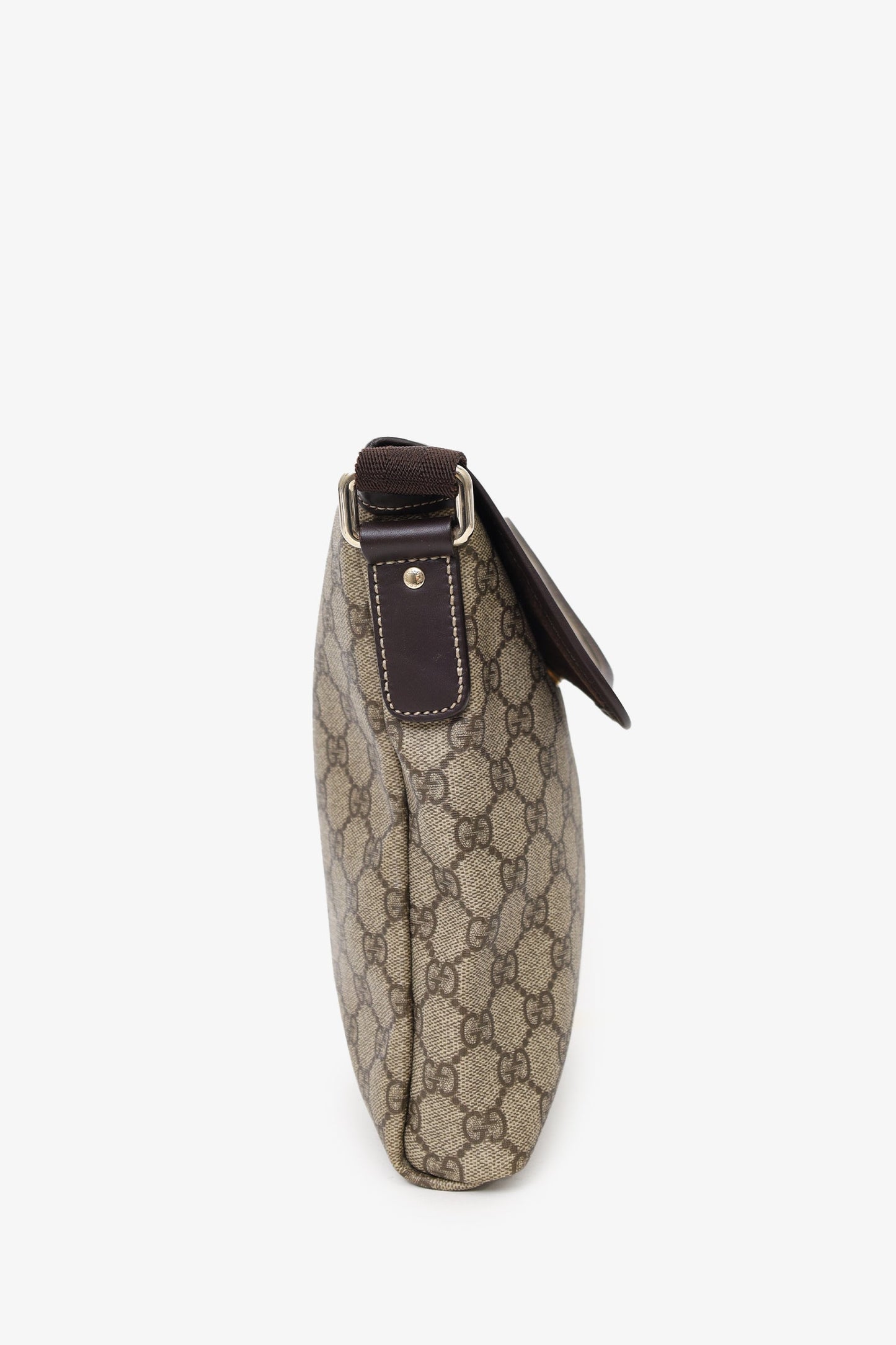 Gucci Brown/Beige GG Supreme Canvas/Leather Flap Messenger Bag