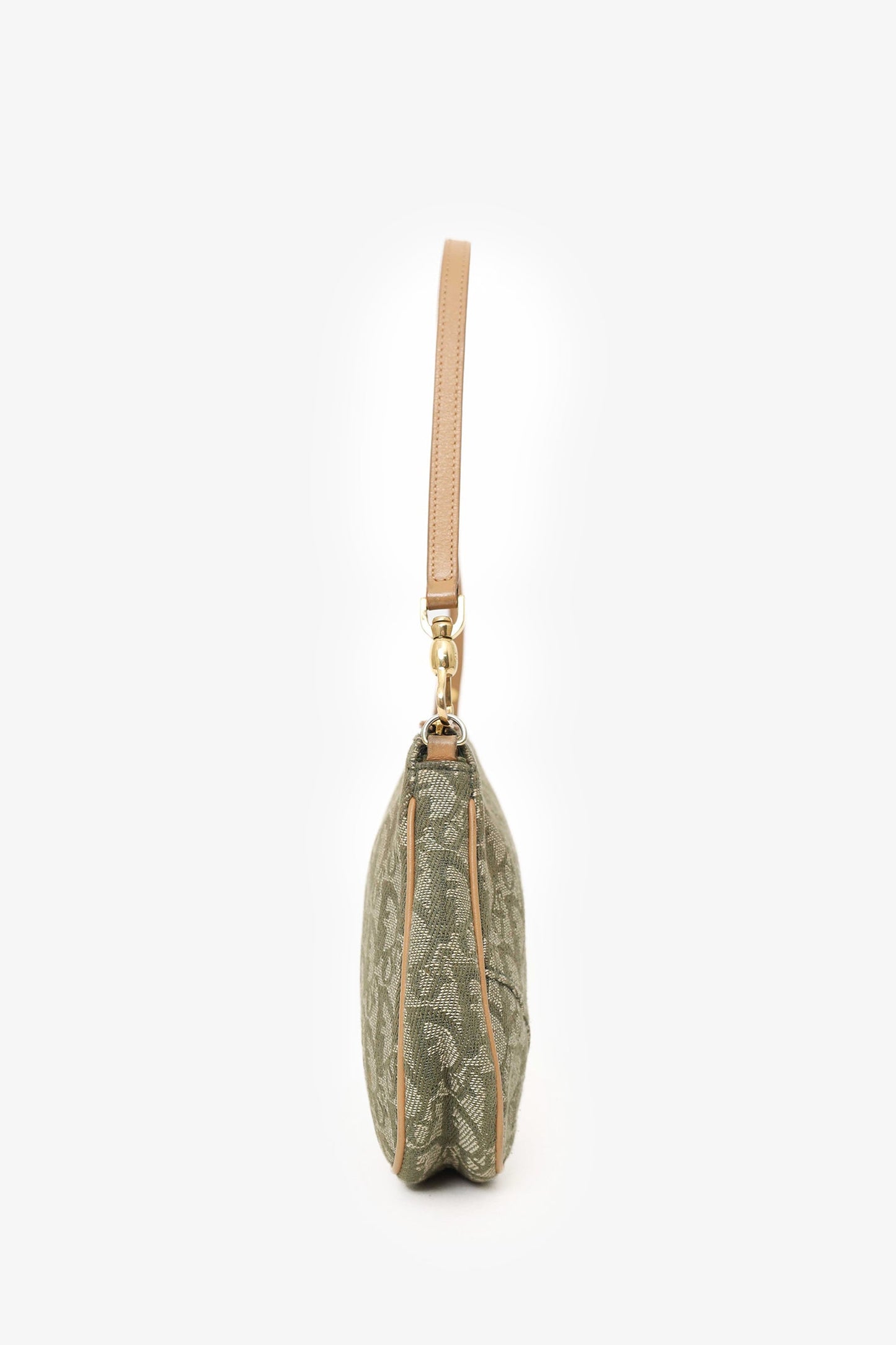 Christian Dior 2001 Green Oblique Canvas Mini Saddle Pochette