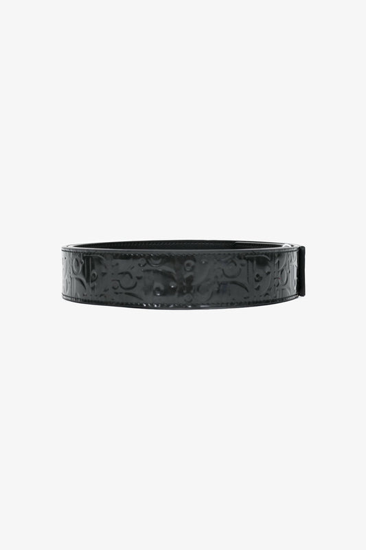 Christian Dior Black Leather Monogram Belt Strap Size 95