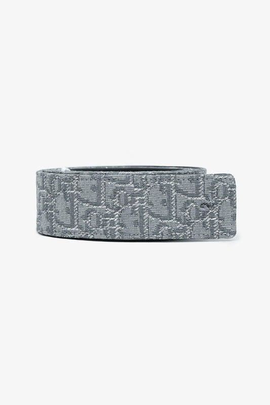 Christian Dior Grey Canvas Monogram Belt Strap Size 100