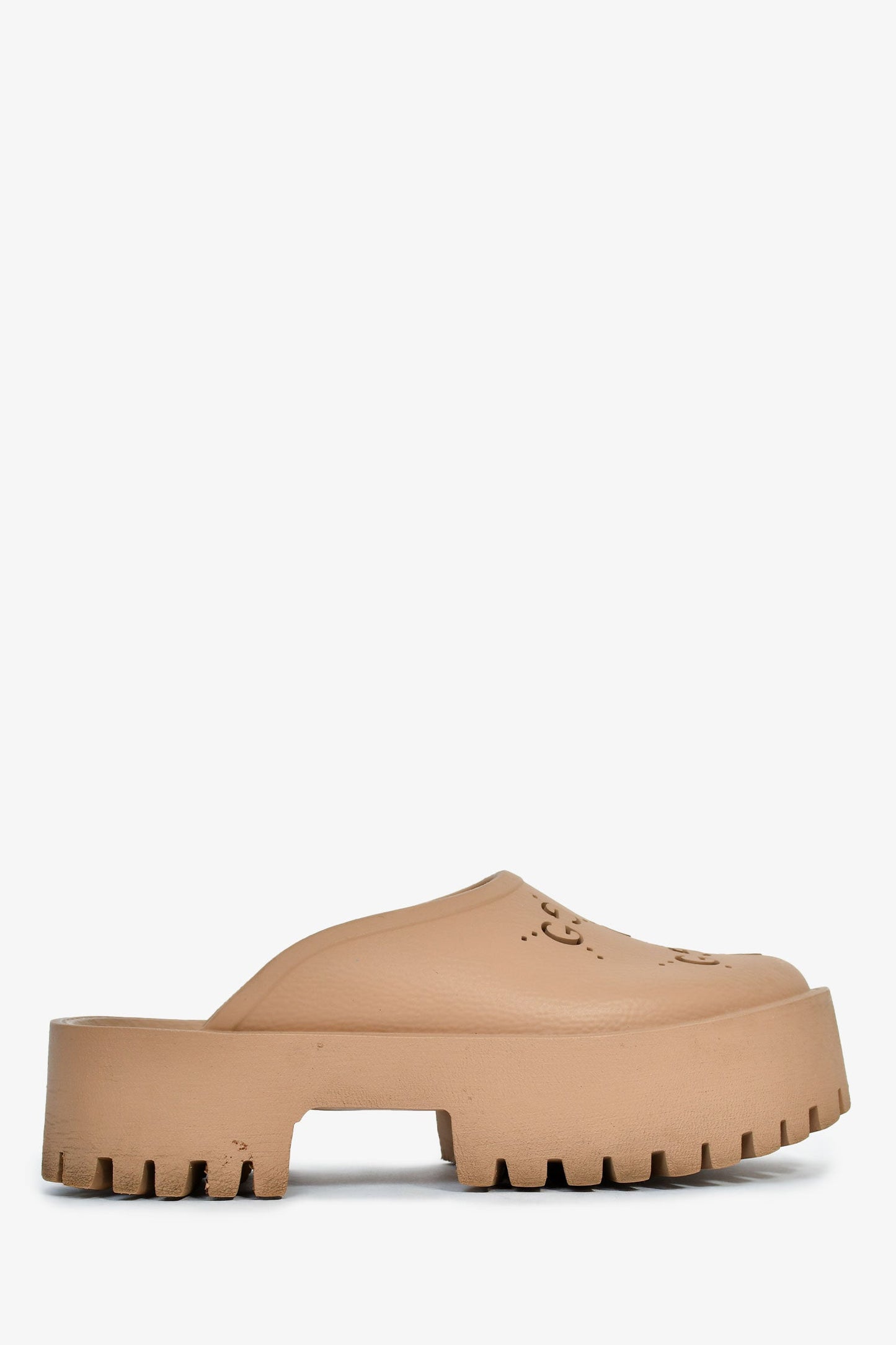 Gucci Nude Rubber Platform Clogs Size 40