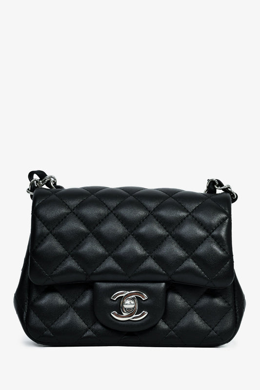 Chanel™ 2021 Black Lambskin Mini Square Crossbody Bag
