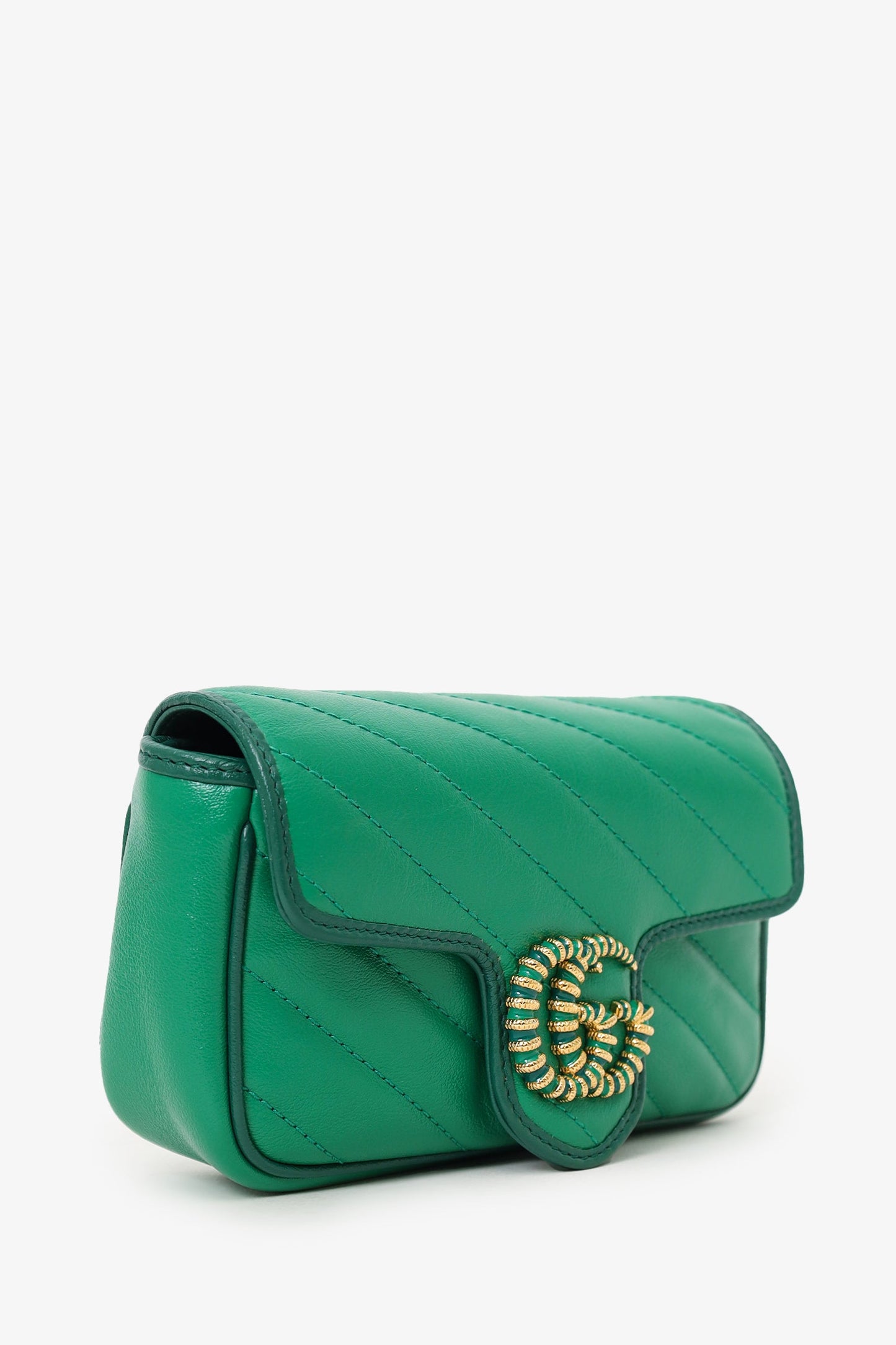 Gucci Green/Gold Leather Mini 'Marmont' GG Crossbody Bag
