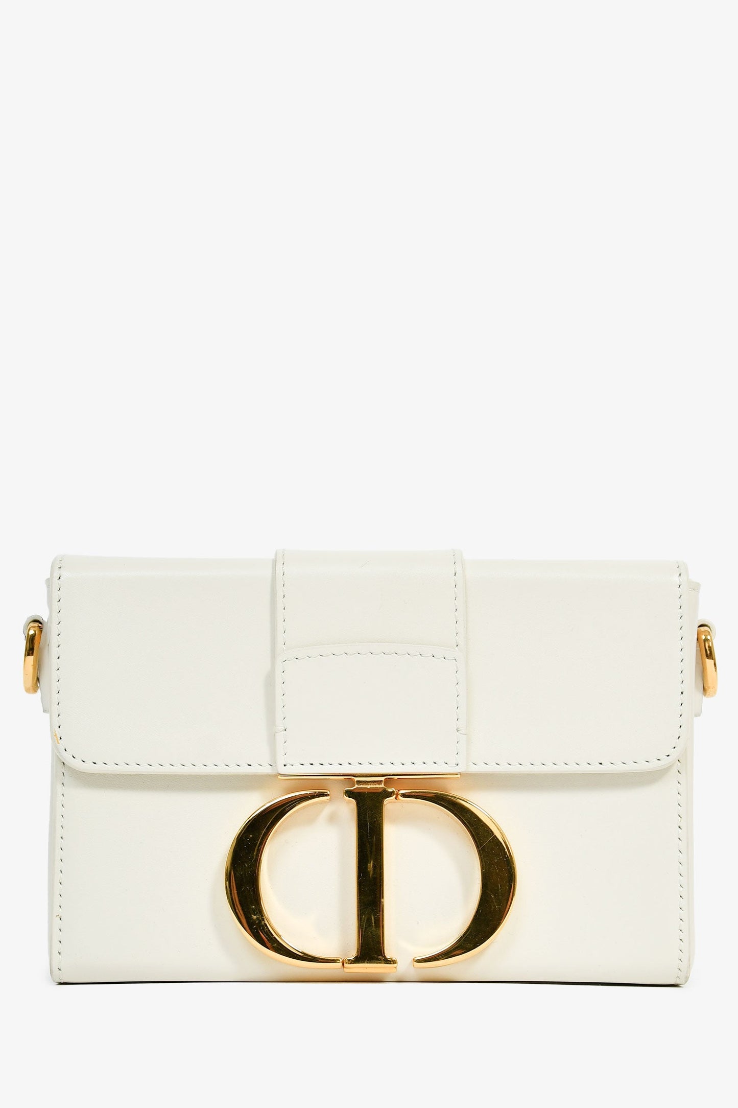 Christian Dior White Leather 'Sac 30 Montaigne Mini' Crossbody